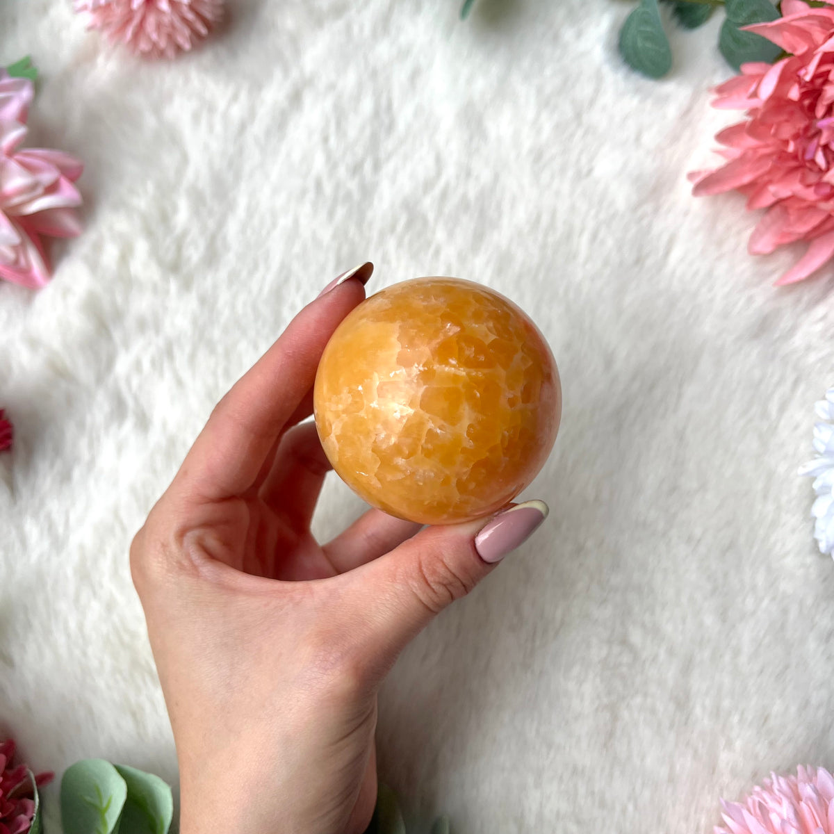 Orangen Calcit Kugel 397