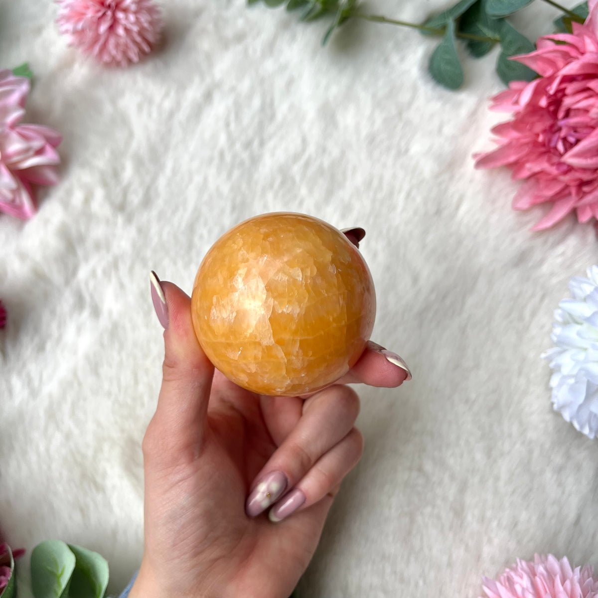 Orangen Calcit Kugel 397