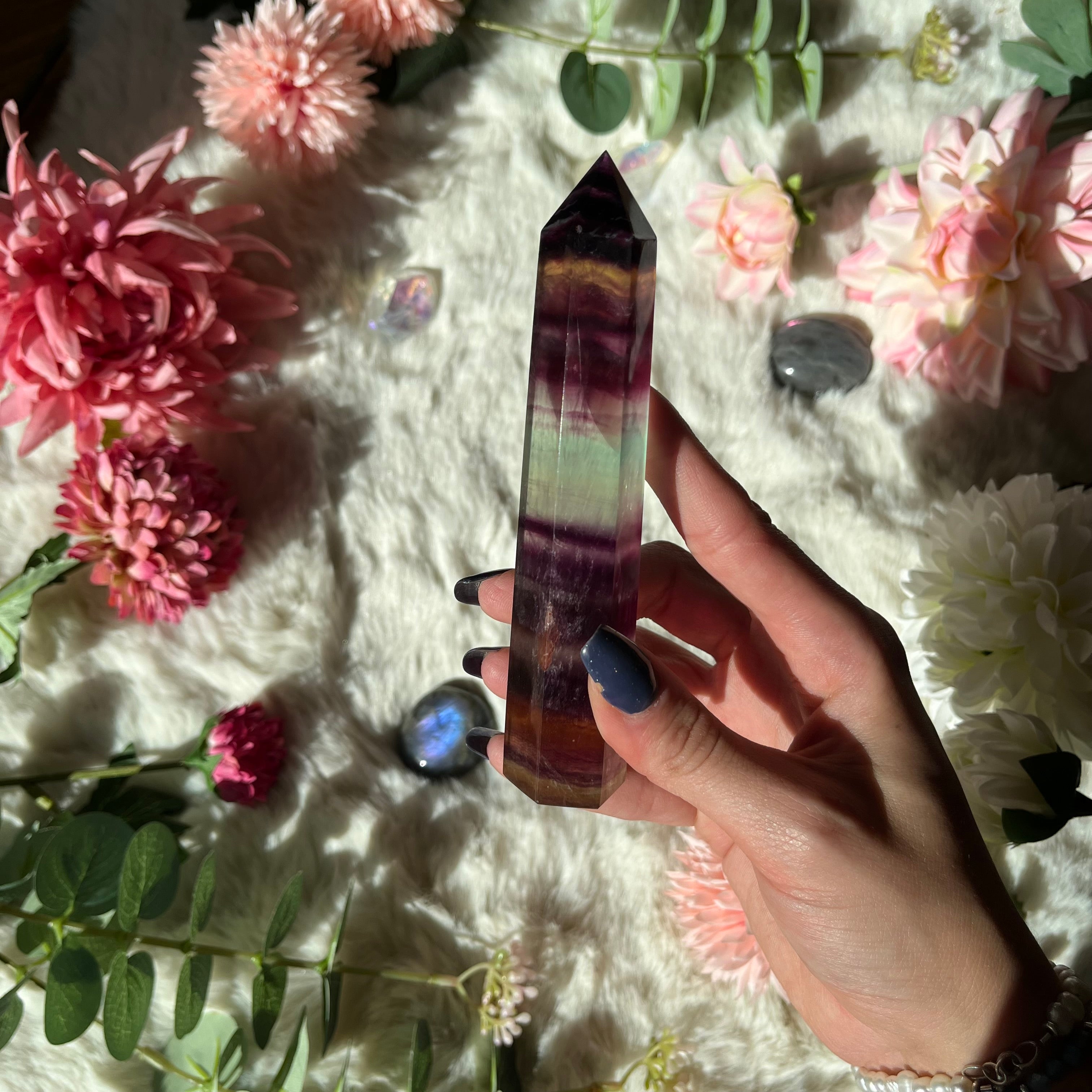 Regenbogen Fluorit Turm 32