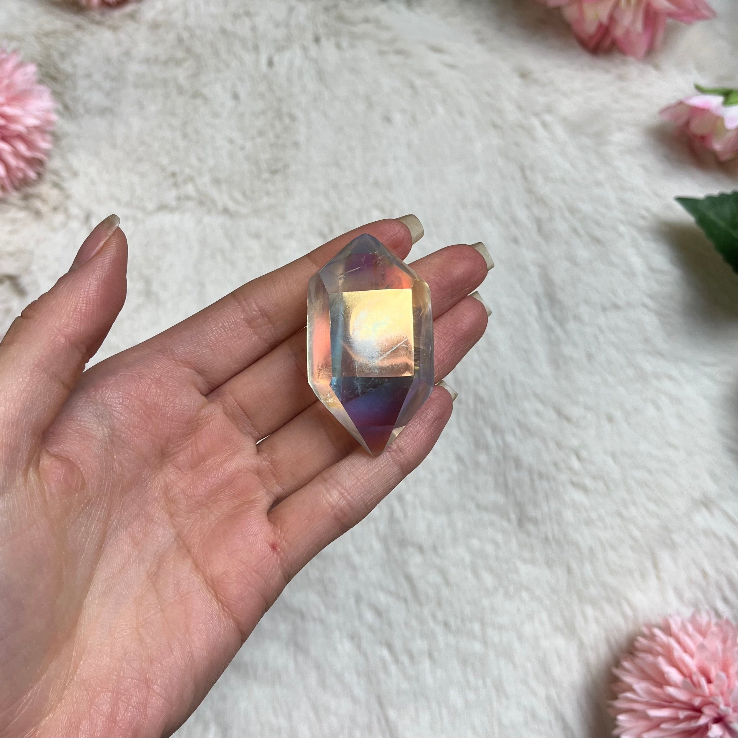 Aura Quarz Doppelender poliert 169