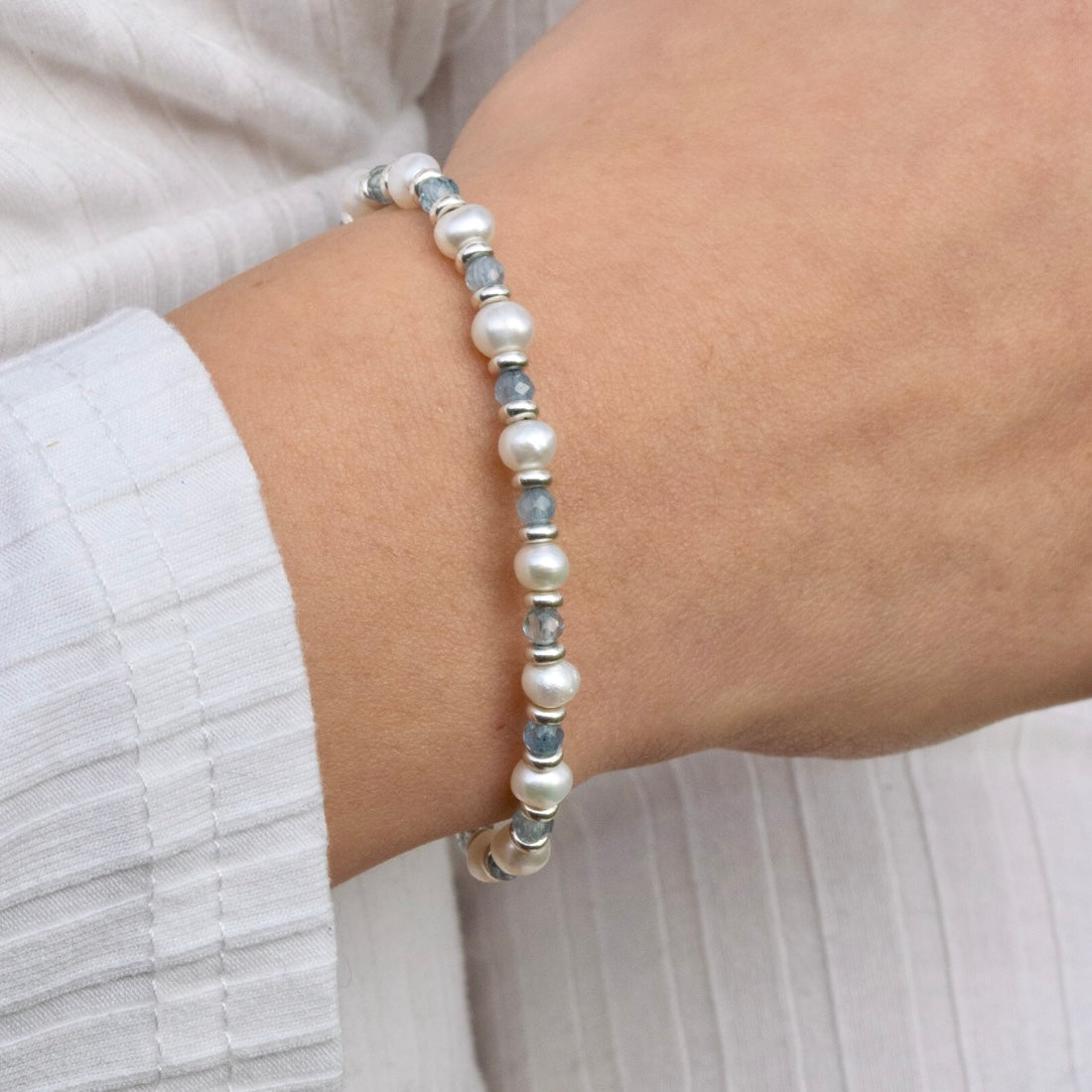 Perlen Armband mit Aquamarin