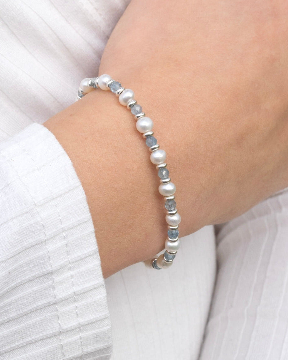 Perlen Armband mit Aquamarin