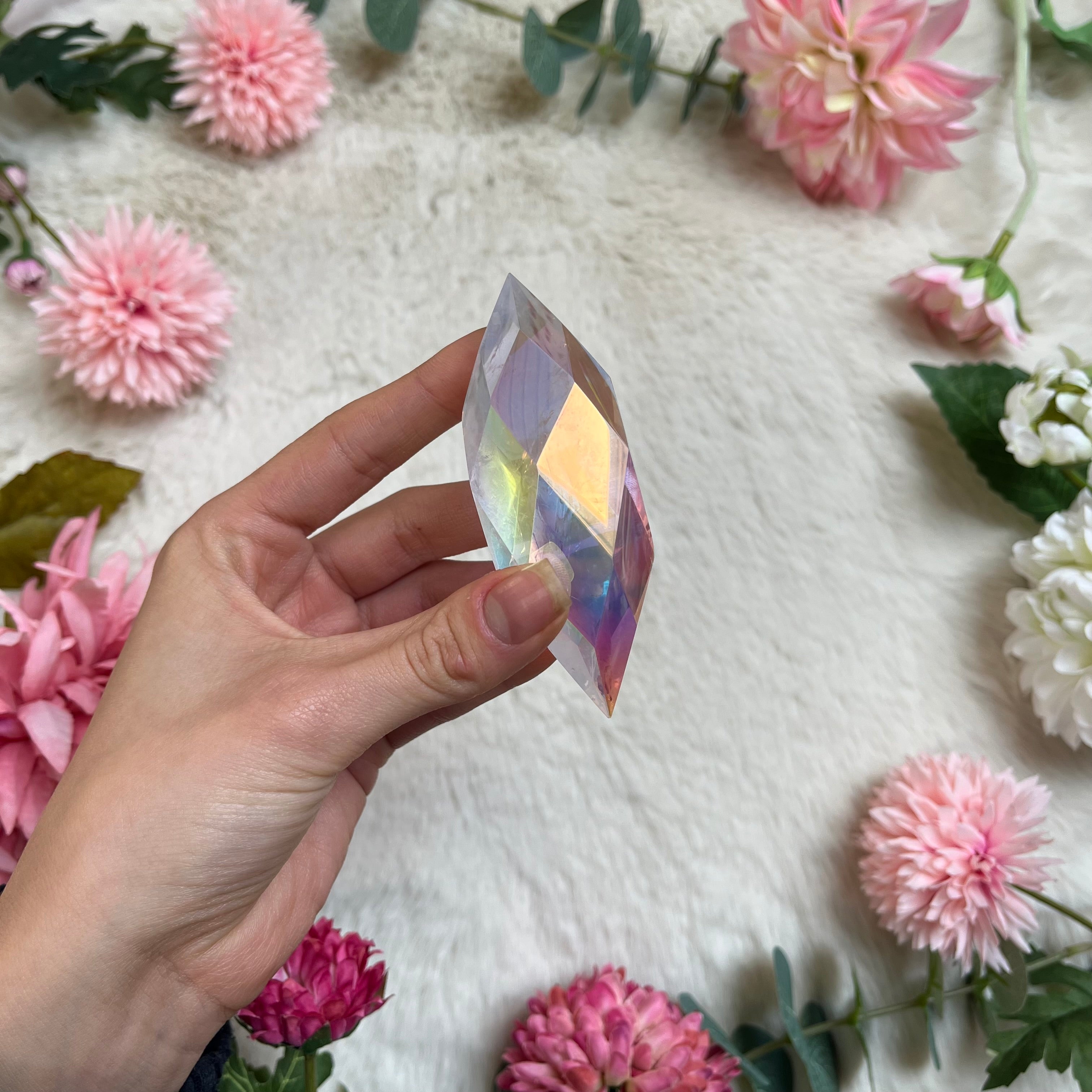 Angel Aura Quarz Doppelender facettiert 124