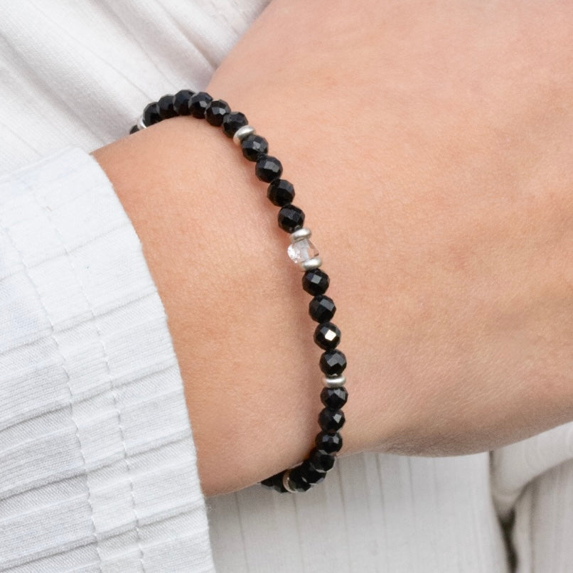 Schwarzer Turmalin Armband facettiert