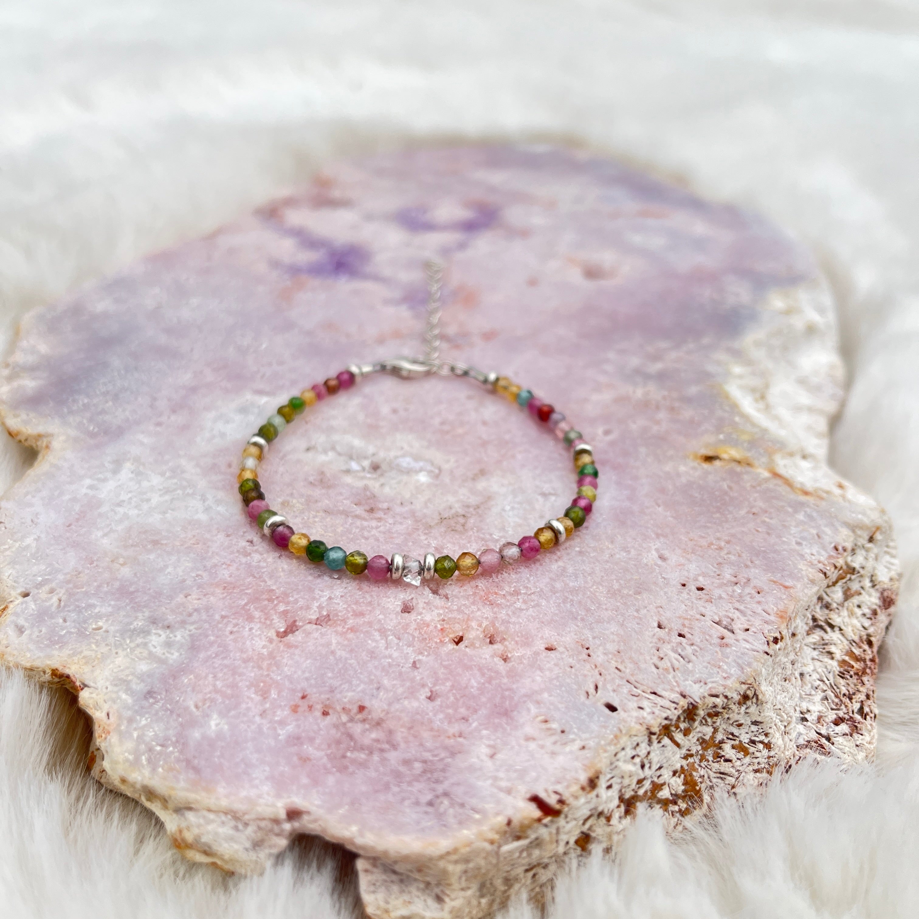 Bunter Turmalin Armband facettiert