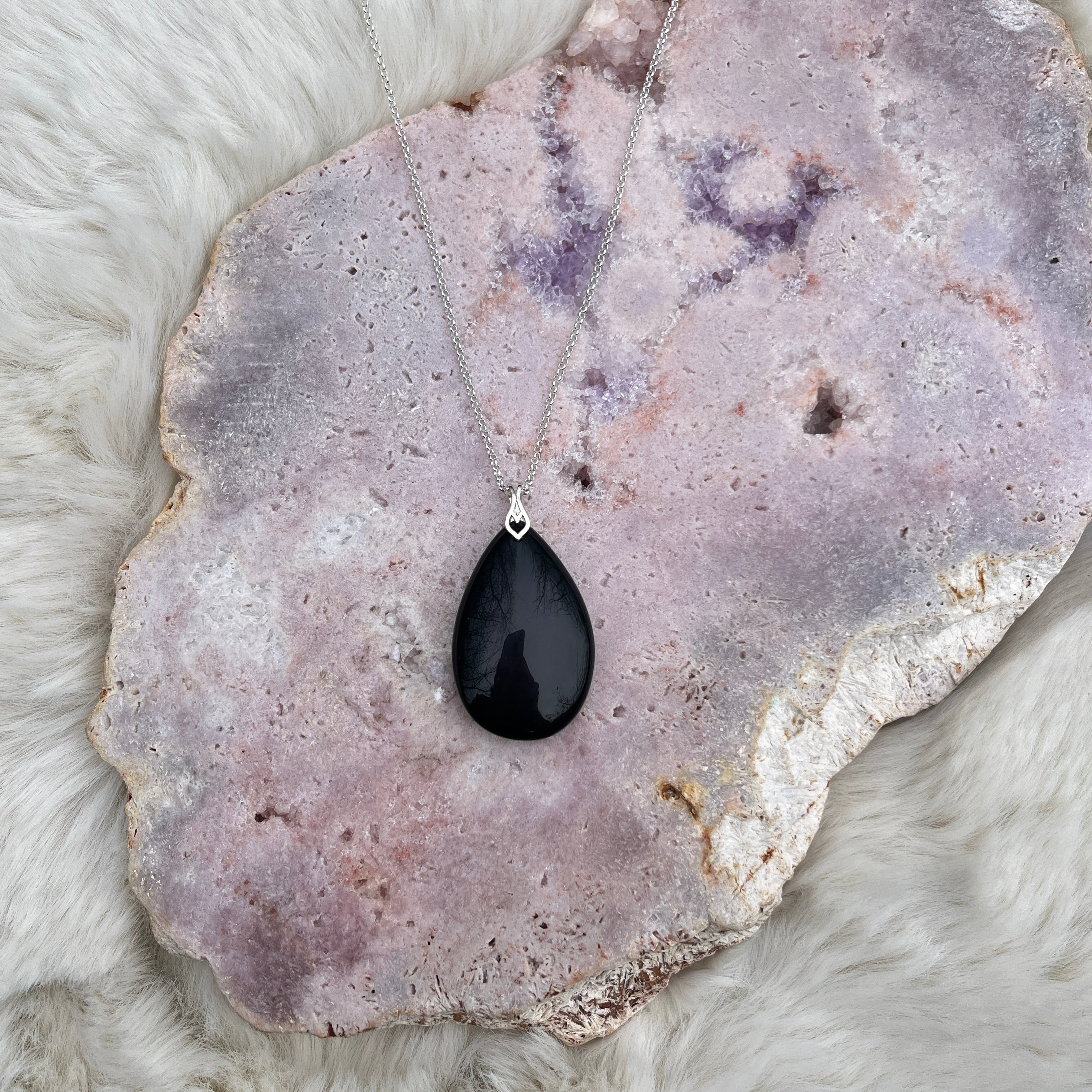 Regenbogen Obsidian Anhänger Silber 7