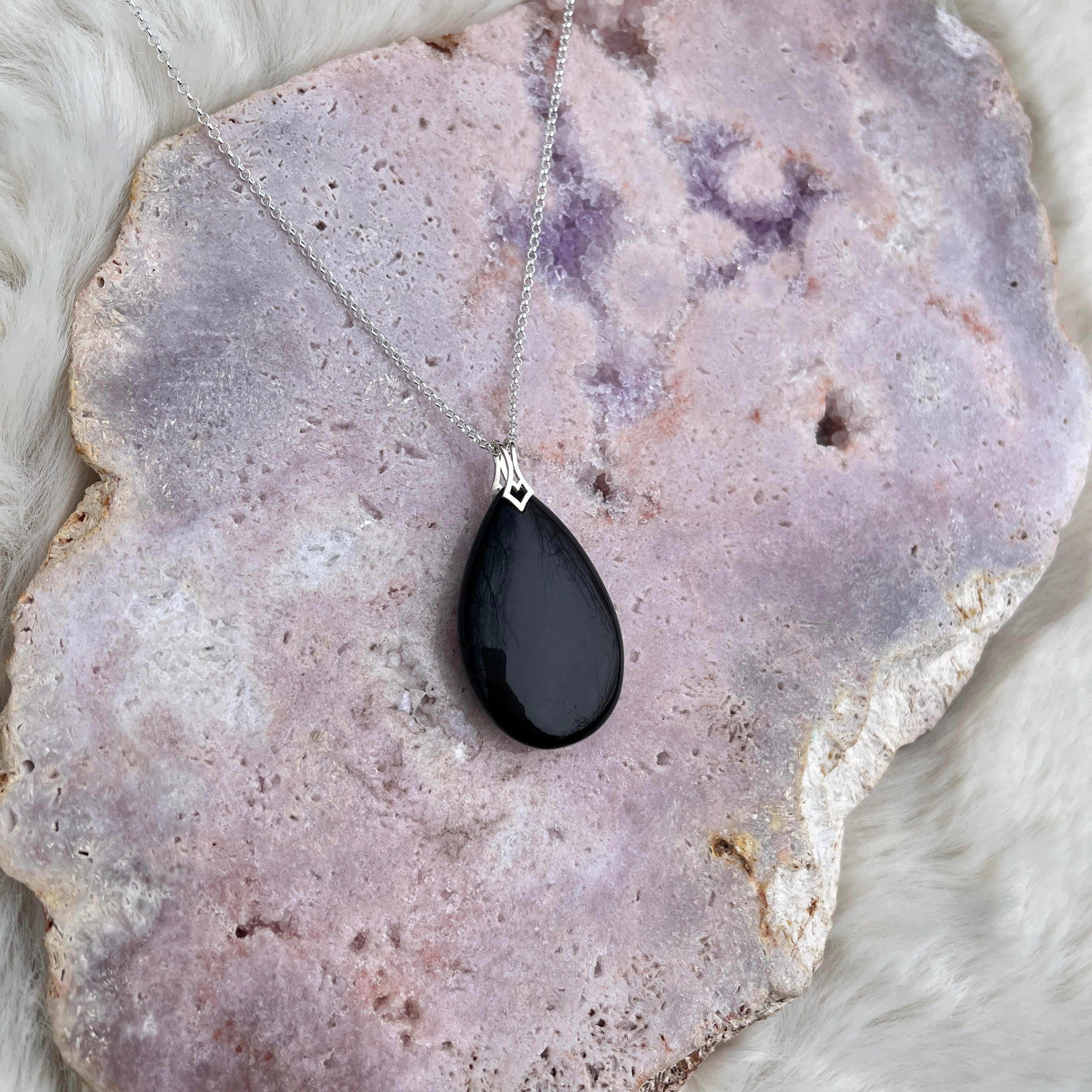 Regenbogen Obsidian Anhänger Silber 7