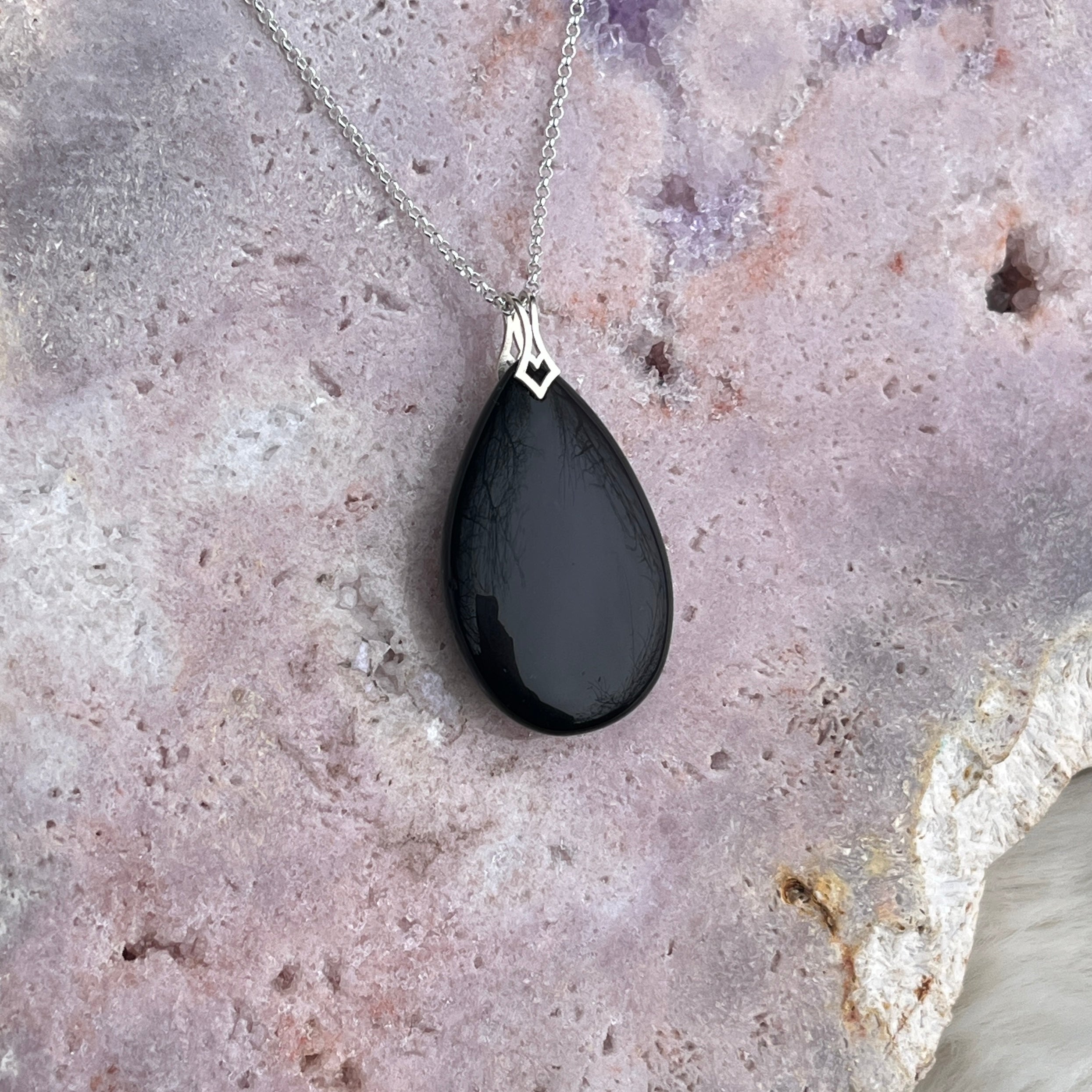 Regenbogen Obsidian Anhänger Silber 7