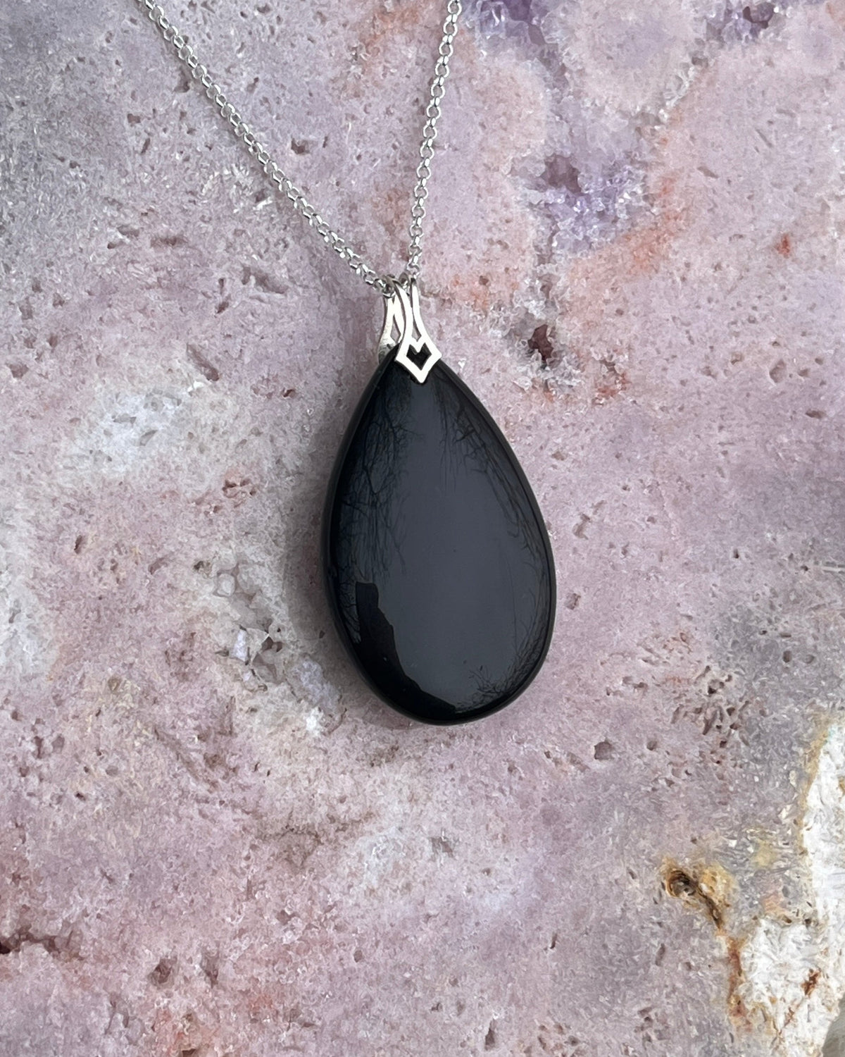 Regenbogen Obsidian Anhänger Silber 7