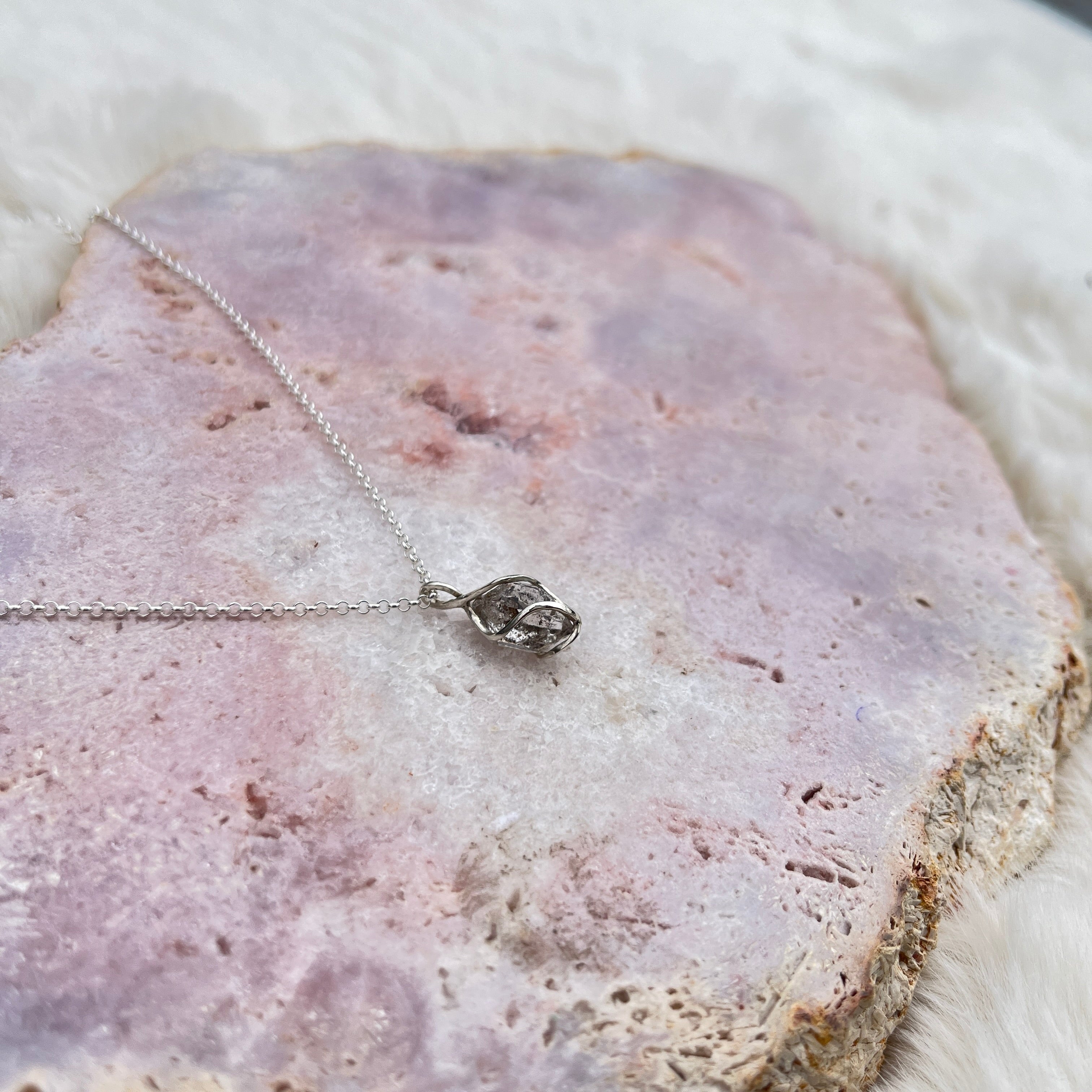 Herkimer Quarz Anhänger Silber 14