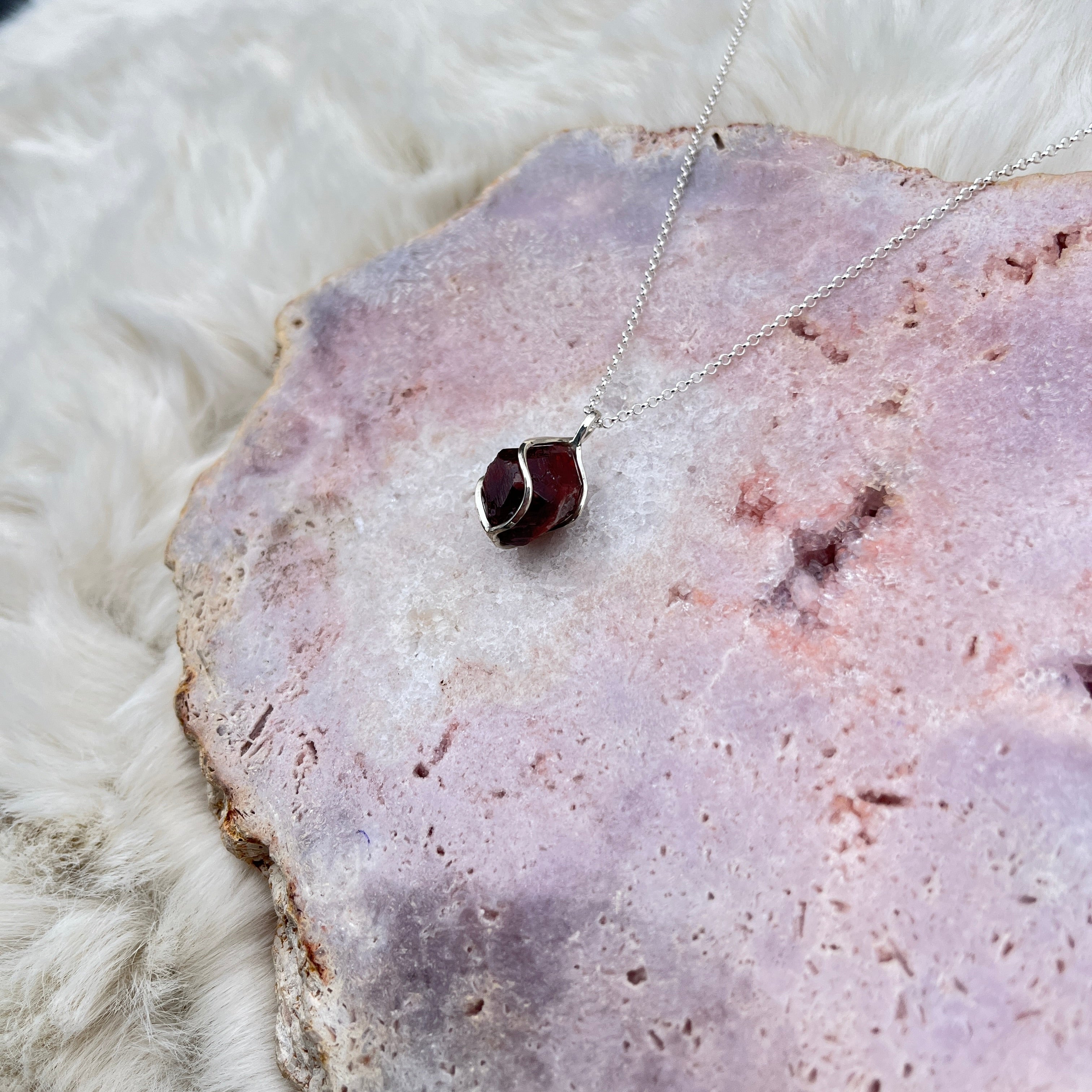 Granat Anhänger Silber Groß 11