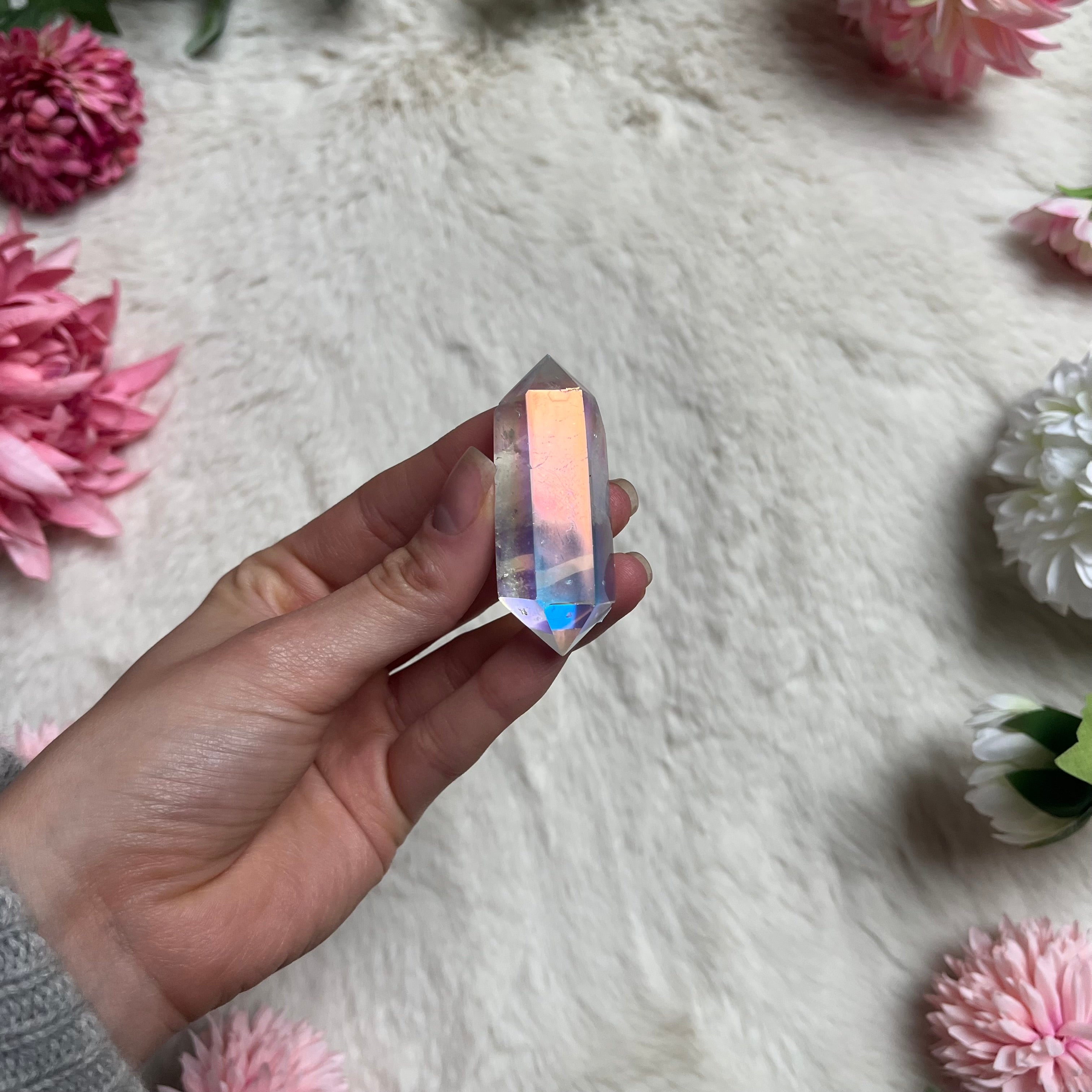 Aura Quarz Doppelender poliert 170