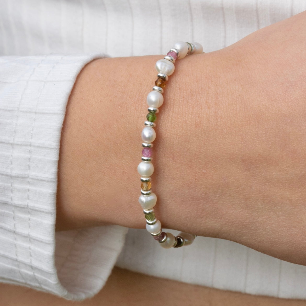 Perlen Armband mit buntem Turmalin