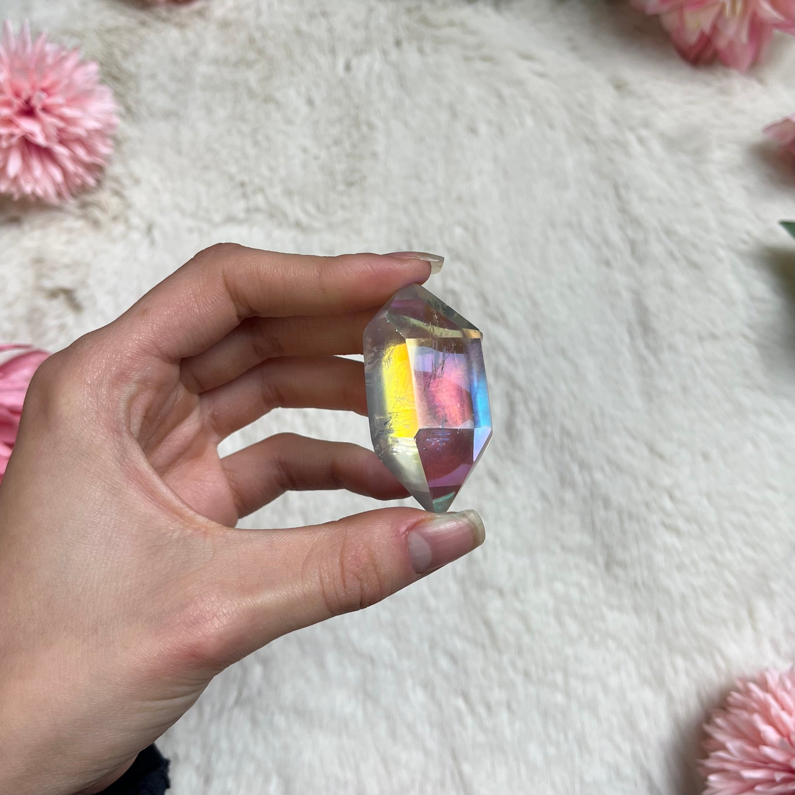 Aura Quarz Doppelender poliert 169