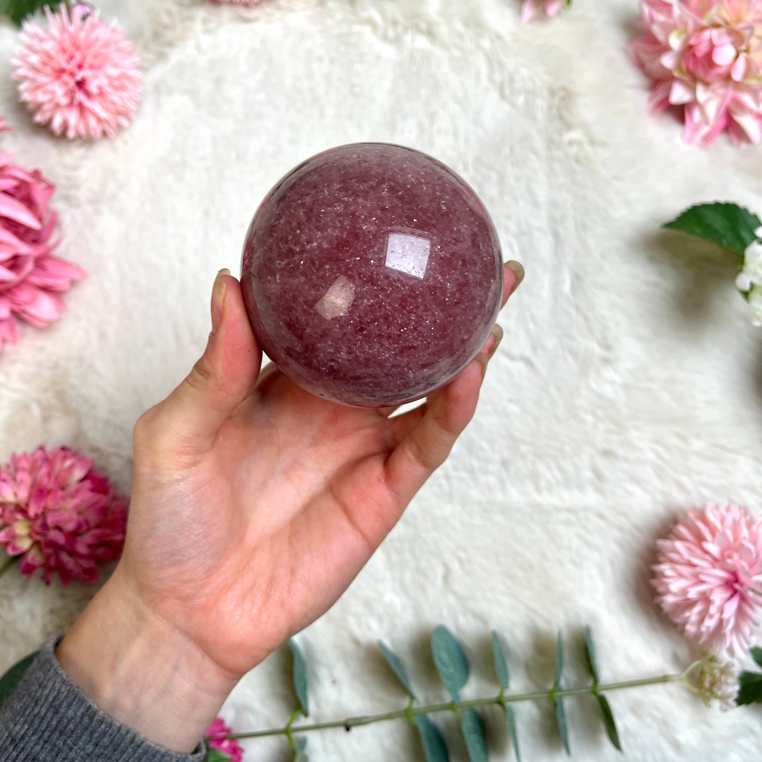 "Erdbeer Quarz" Aventurin Kugel 88