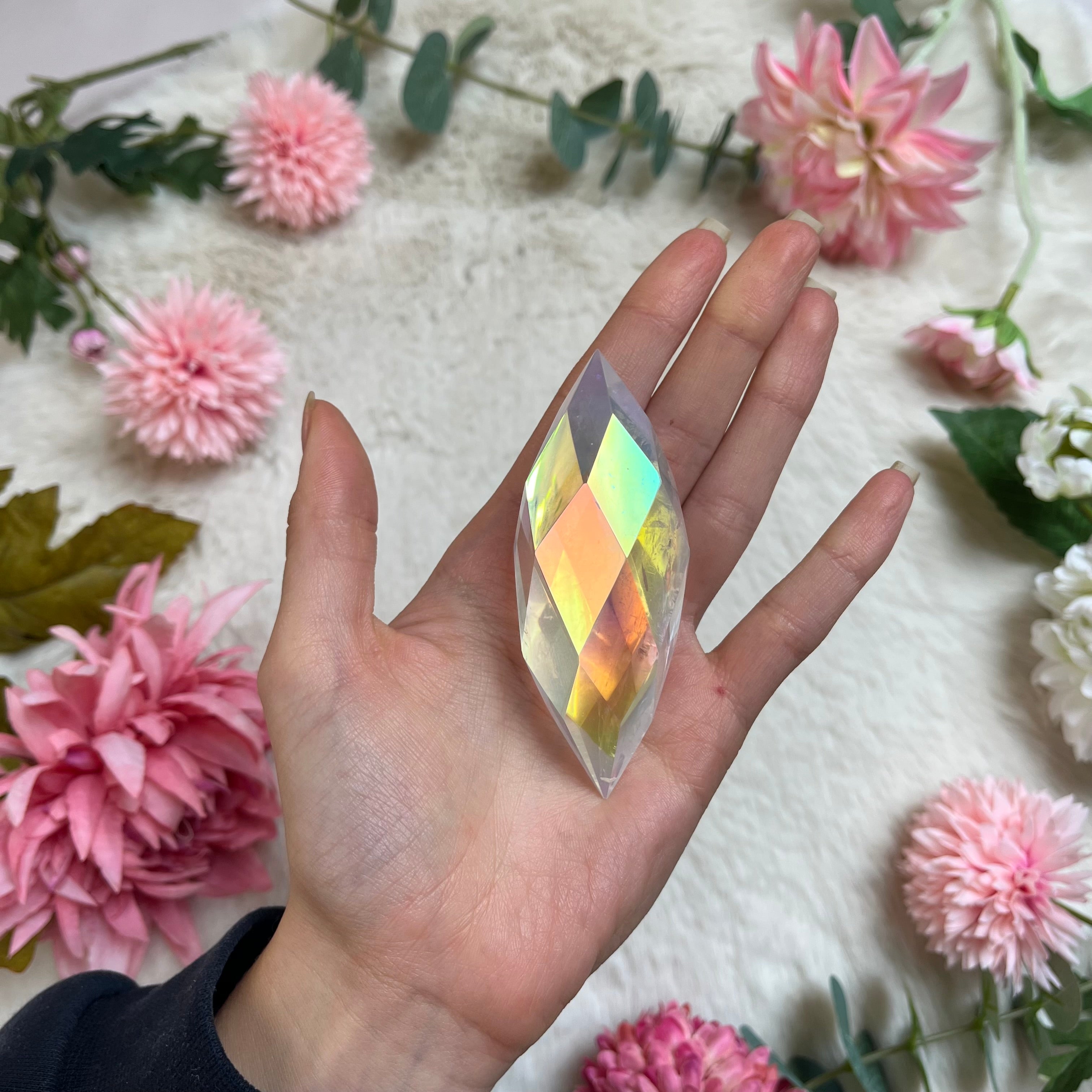 Angel Aura Quarz Doppelender facettiert 124