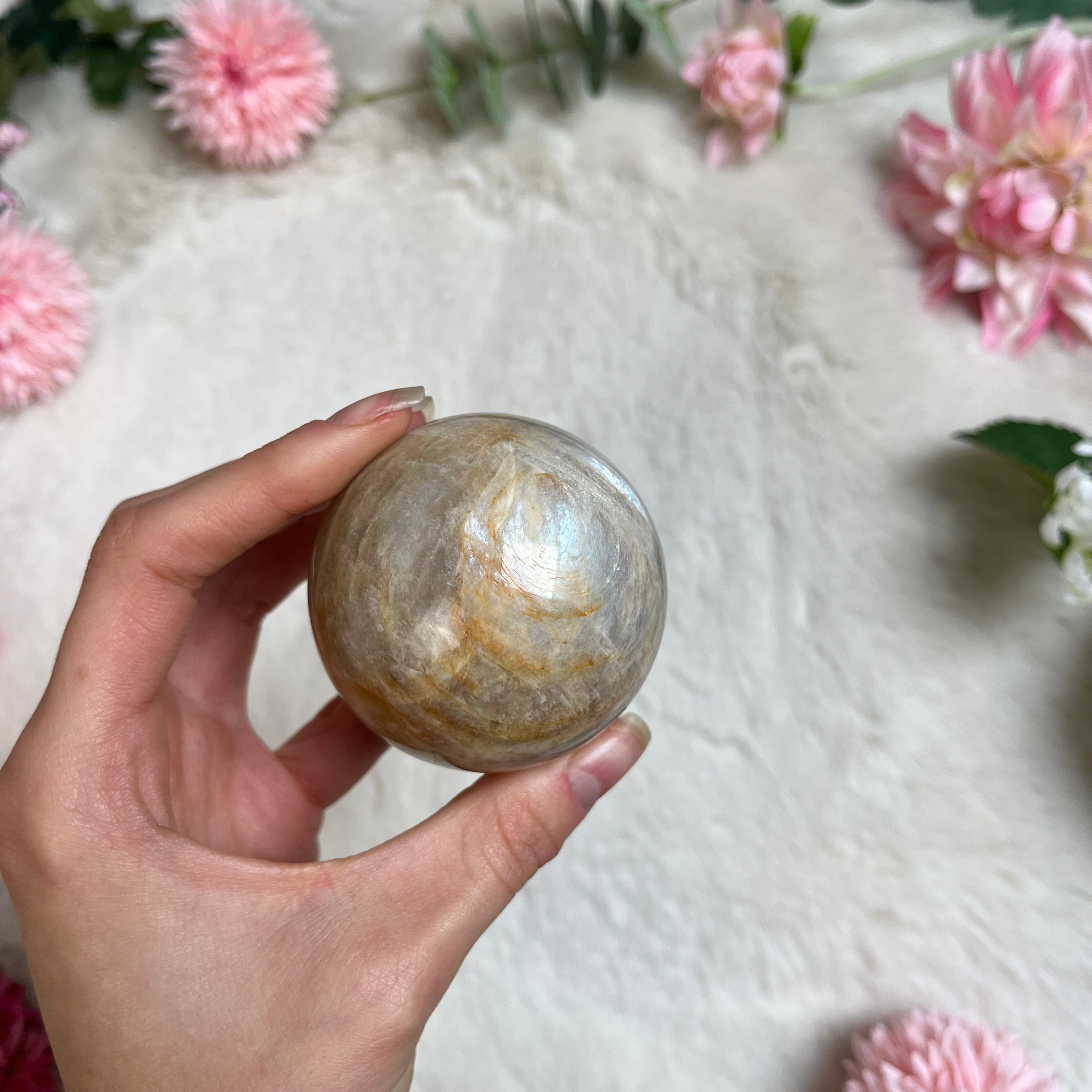 Pfirsich Mondstein Kugel 111