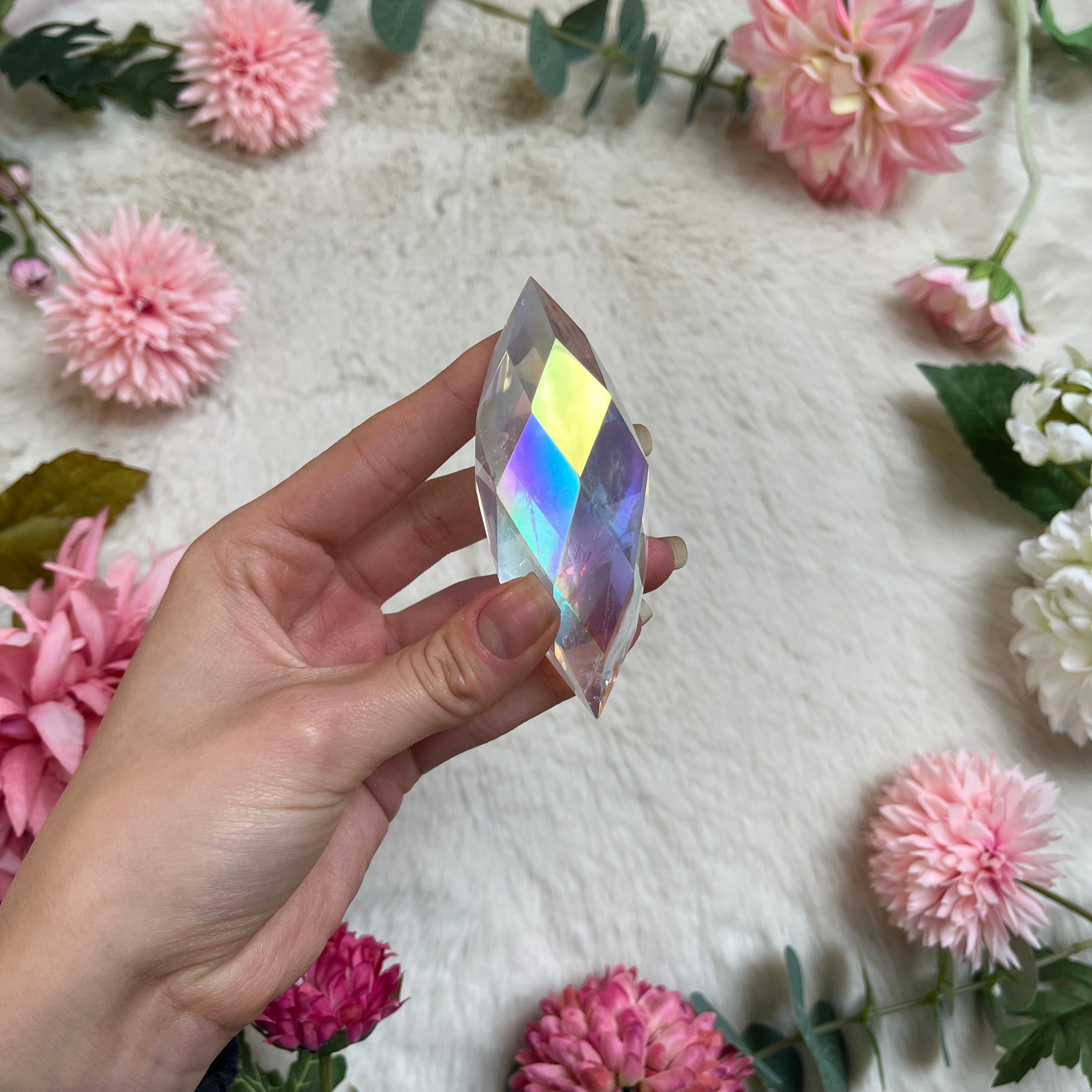 Angel Aura Quarz Doppelender facettiert 124