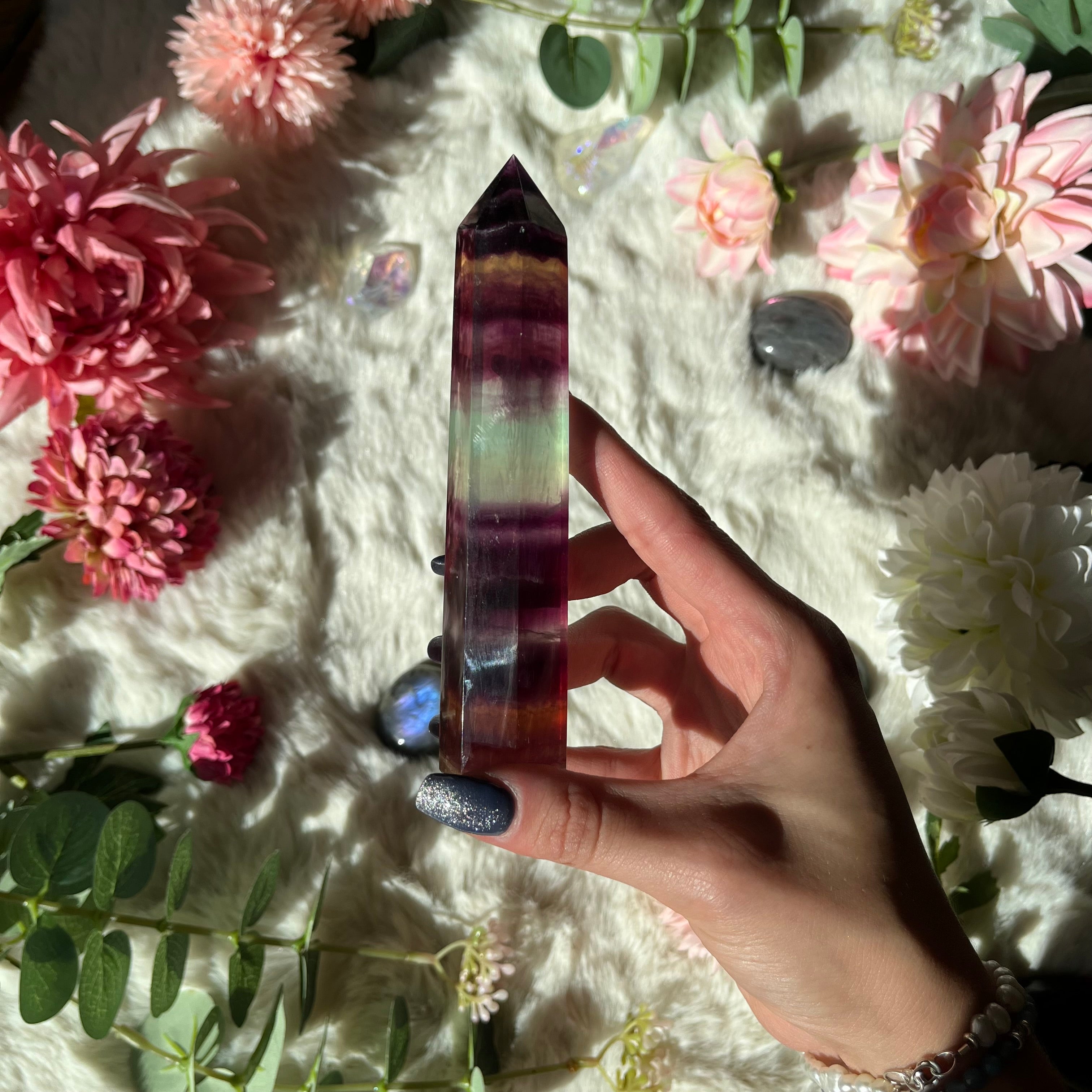 Regenbogen Fluorit Turm 32