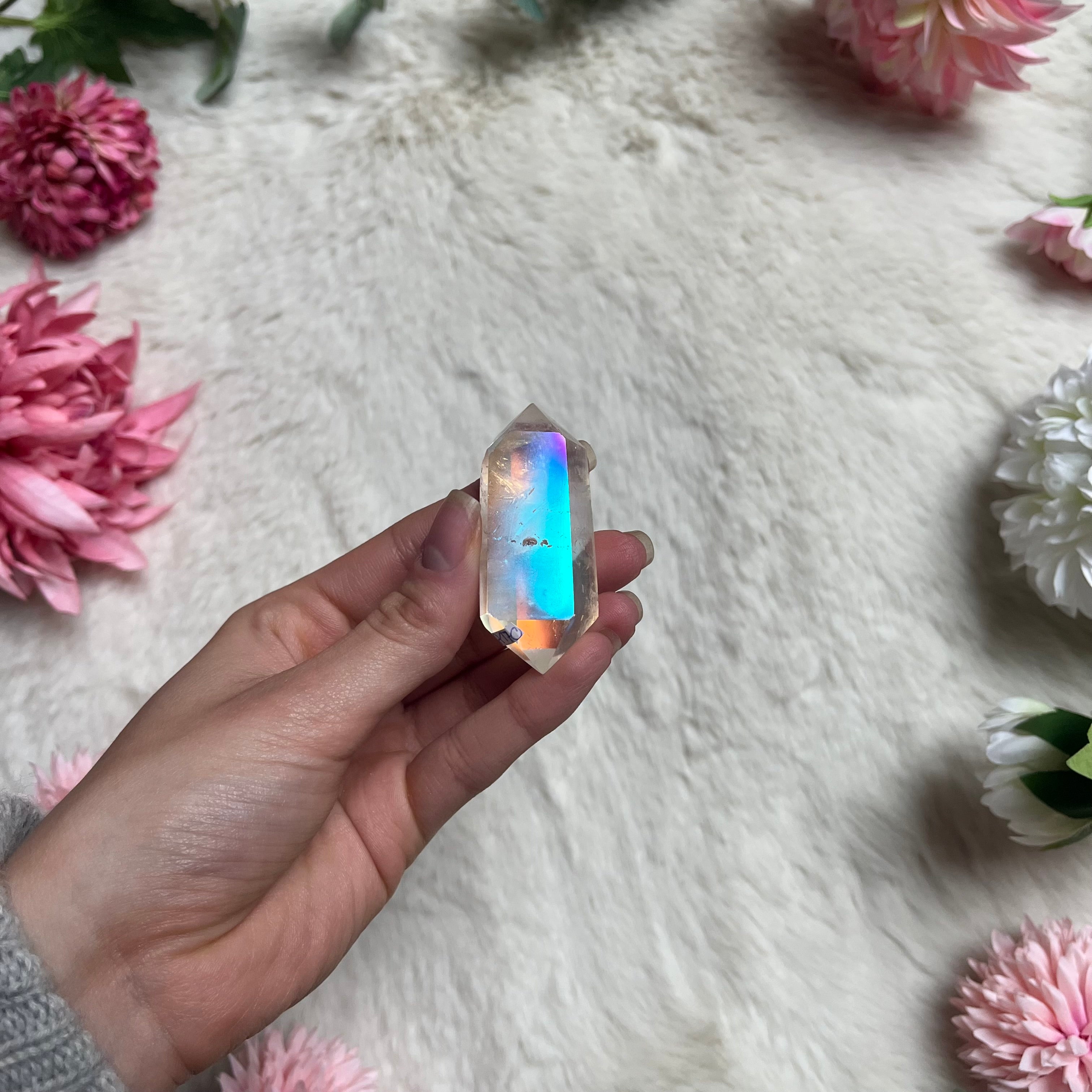 Aura Quarz Doppelender poliert 170