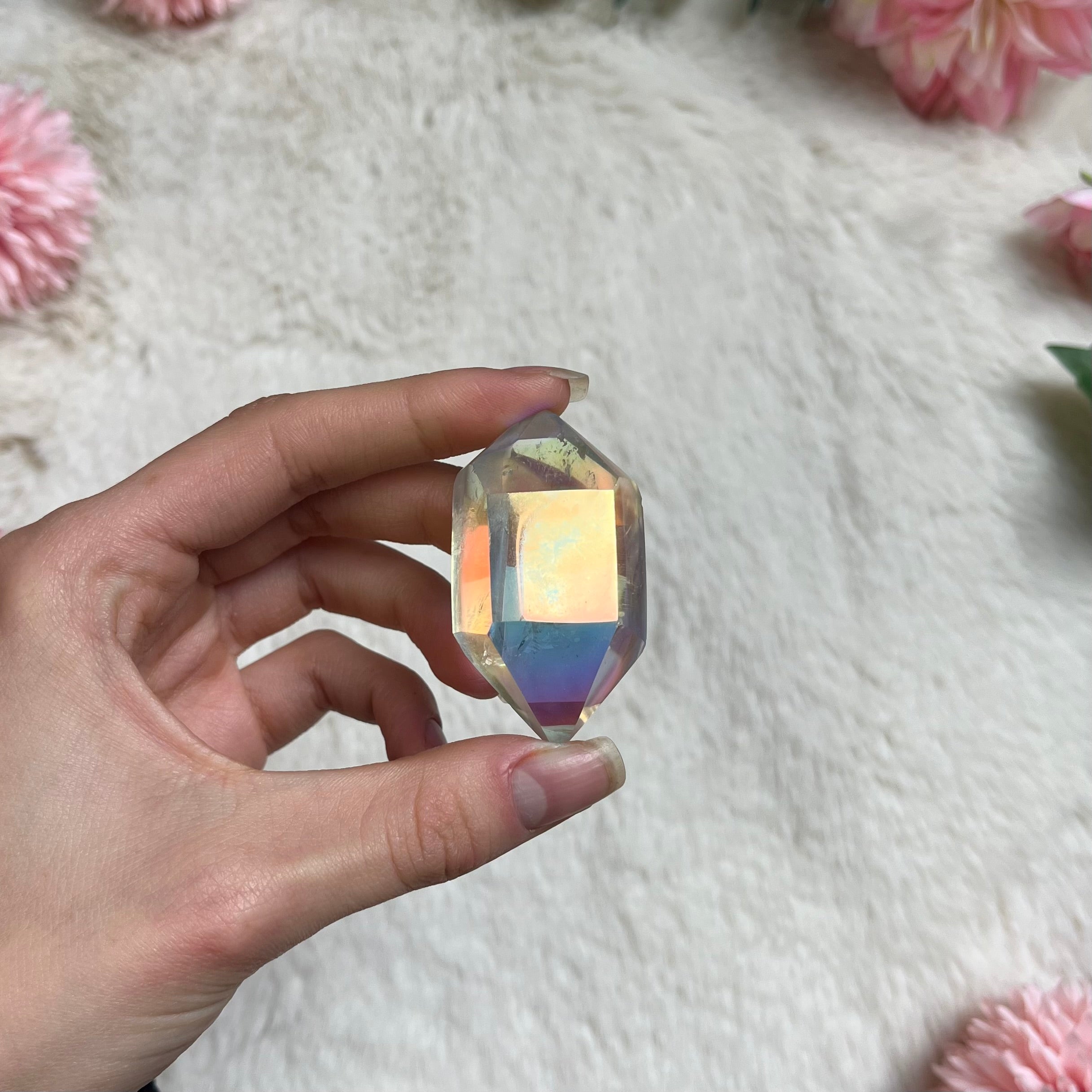 Aura Quarz Doppelender poliert 169