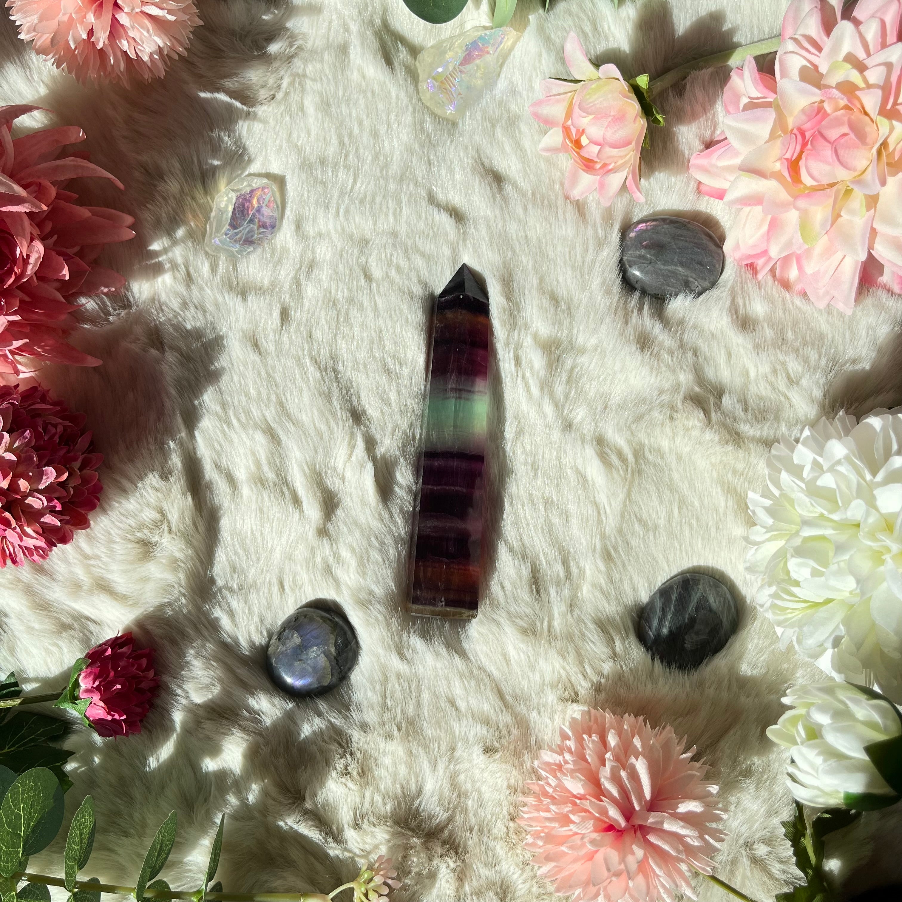 Regenbogen Fluorit Turm 32