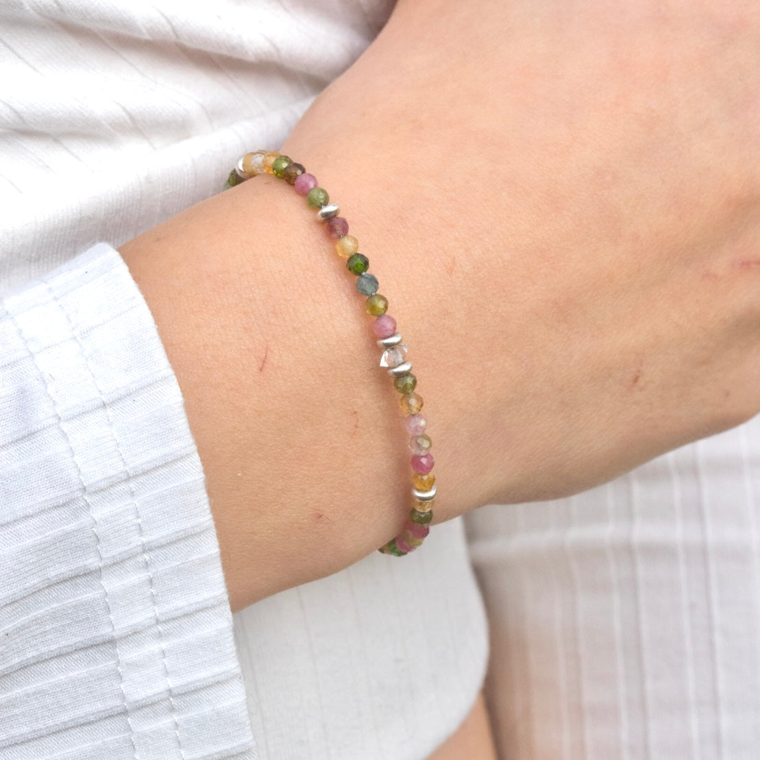Bunter Turmalin Armband facettiert