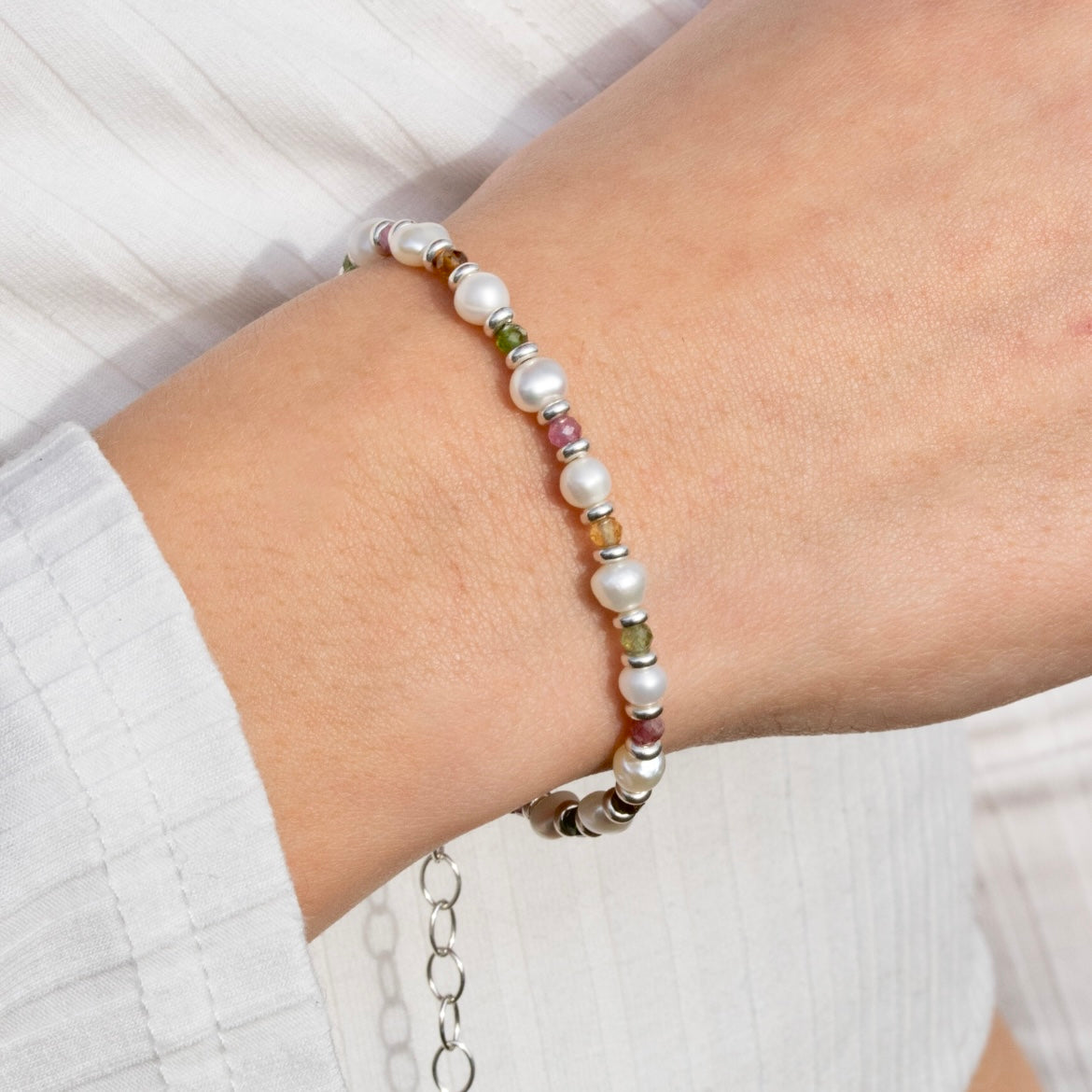 Perlen Armband mit buntem Turmalin