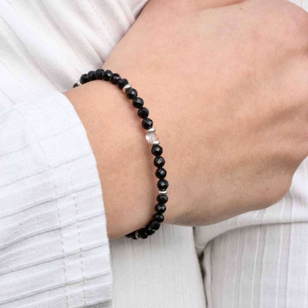 Schwarzer Turmalin Armband facettiert