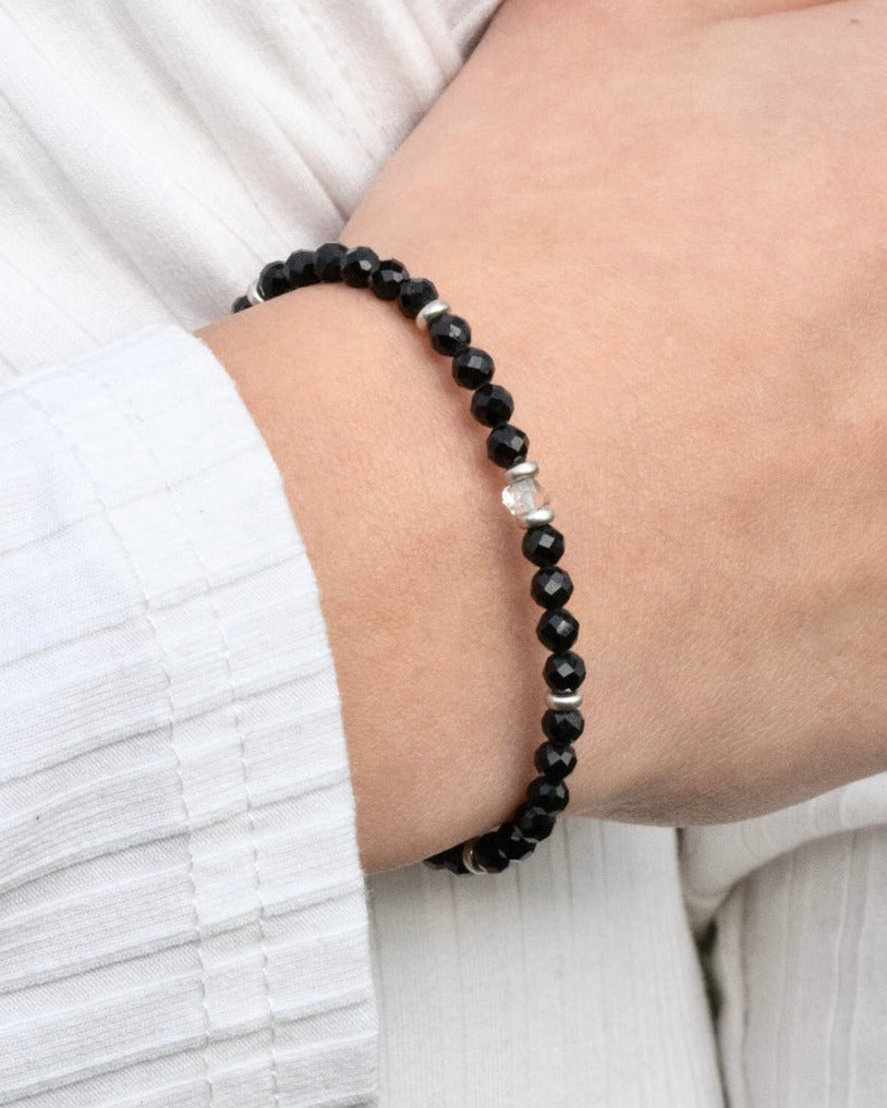Schwarzer Turmalin Armband facettiert