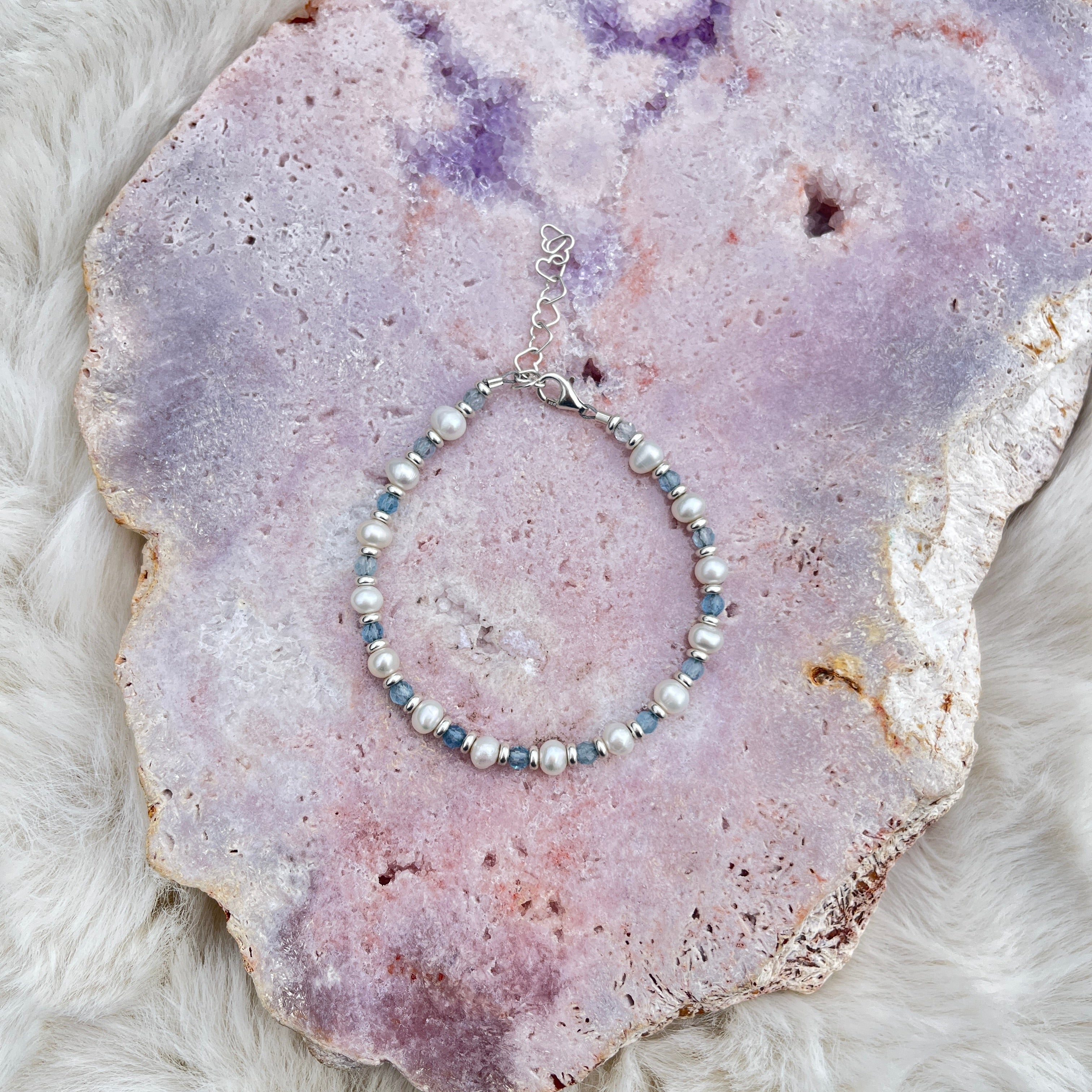 Perlen Armband mit Aquamarin