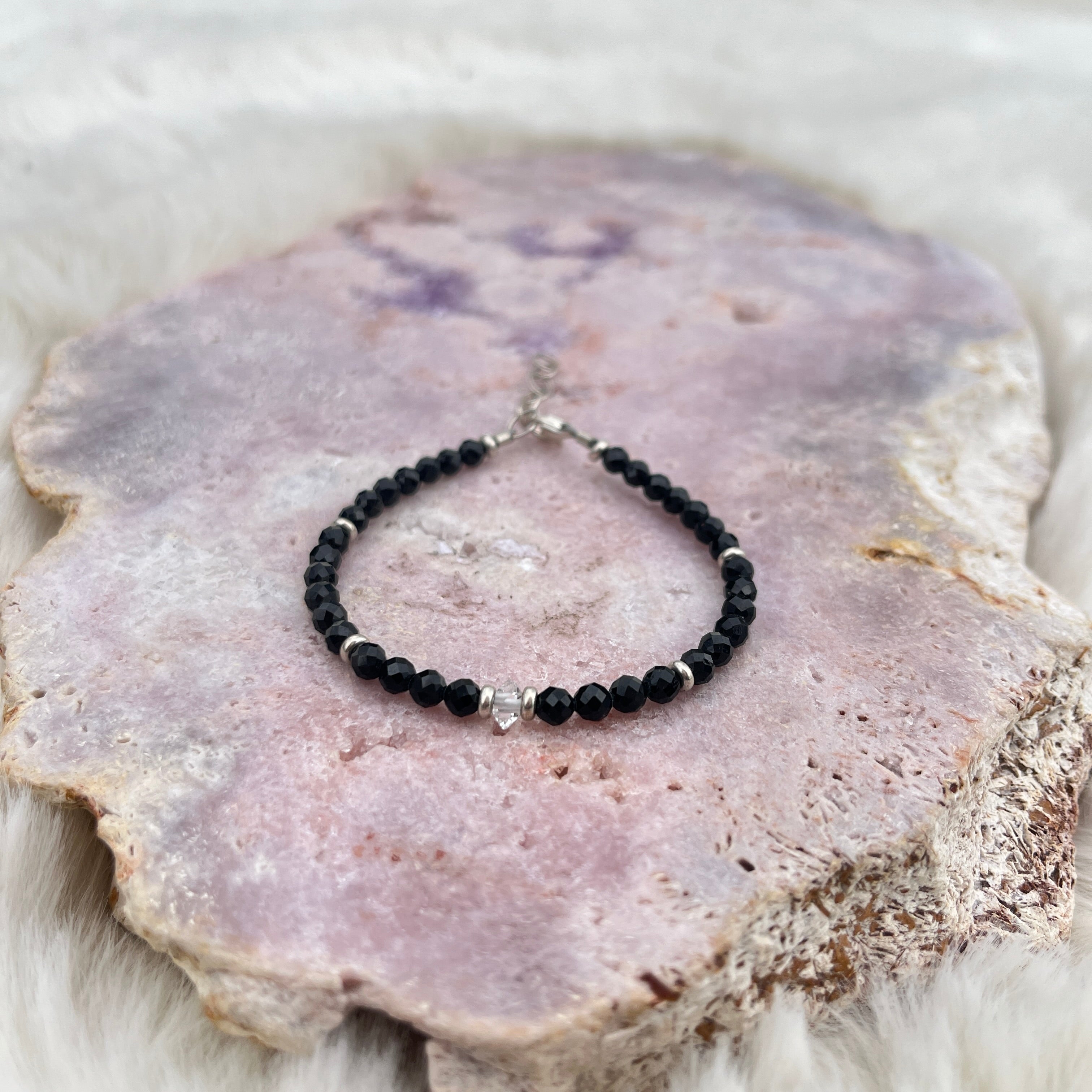 Schwarzer Turmalin Armband facettiert