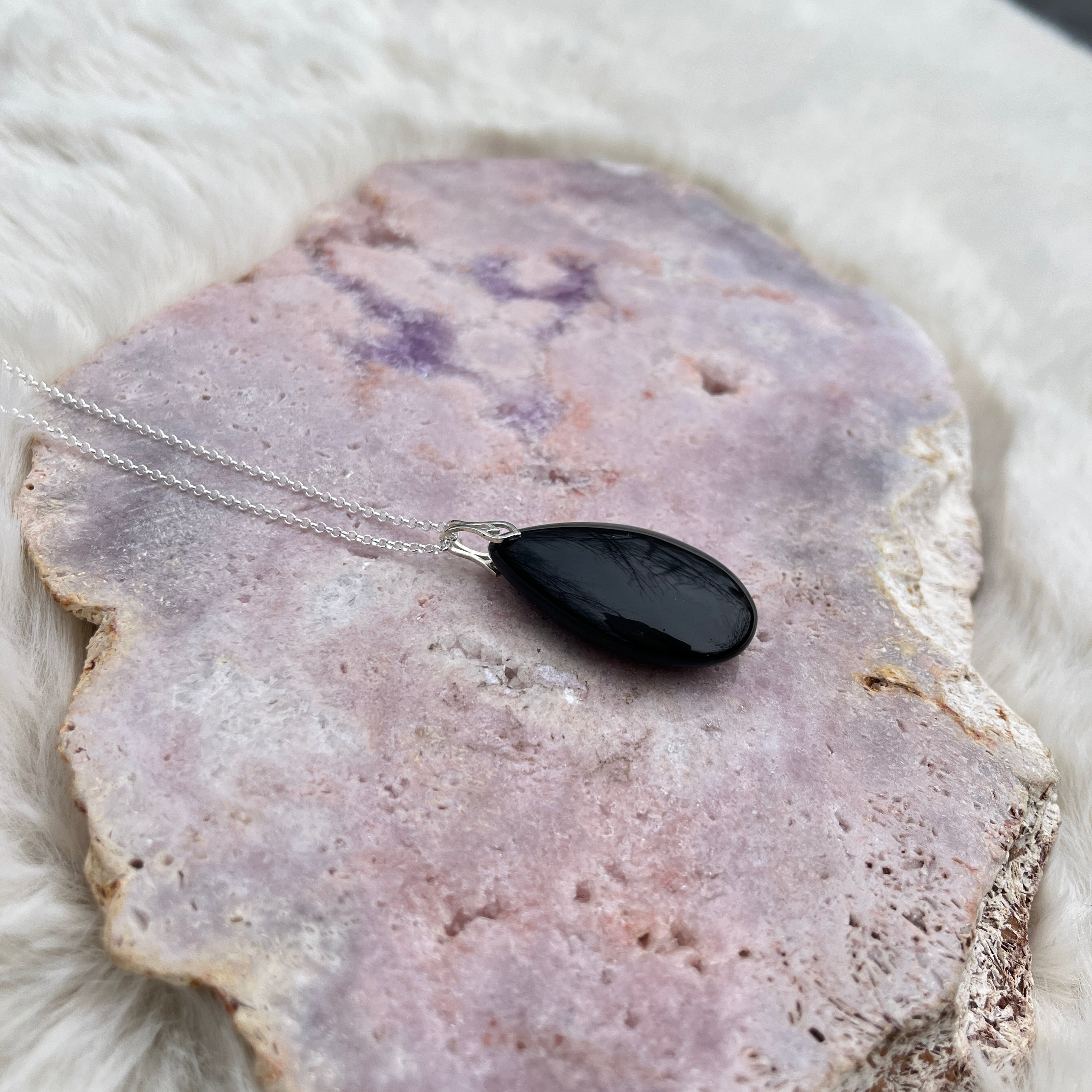 Regenbogen Obsidian Anhänger Silber 7