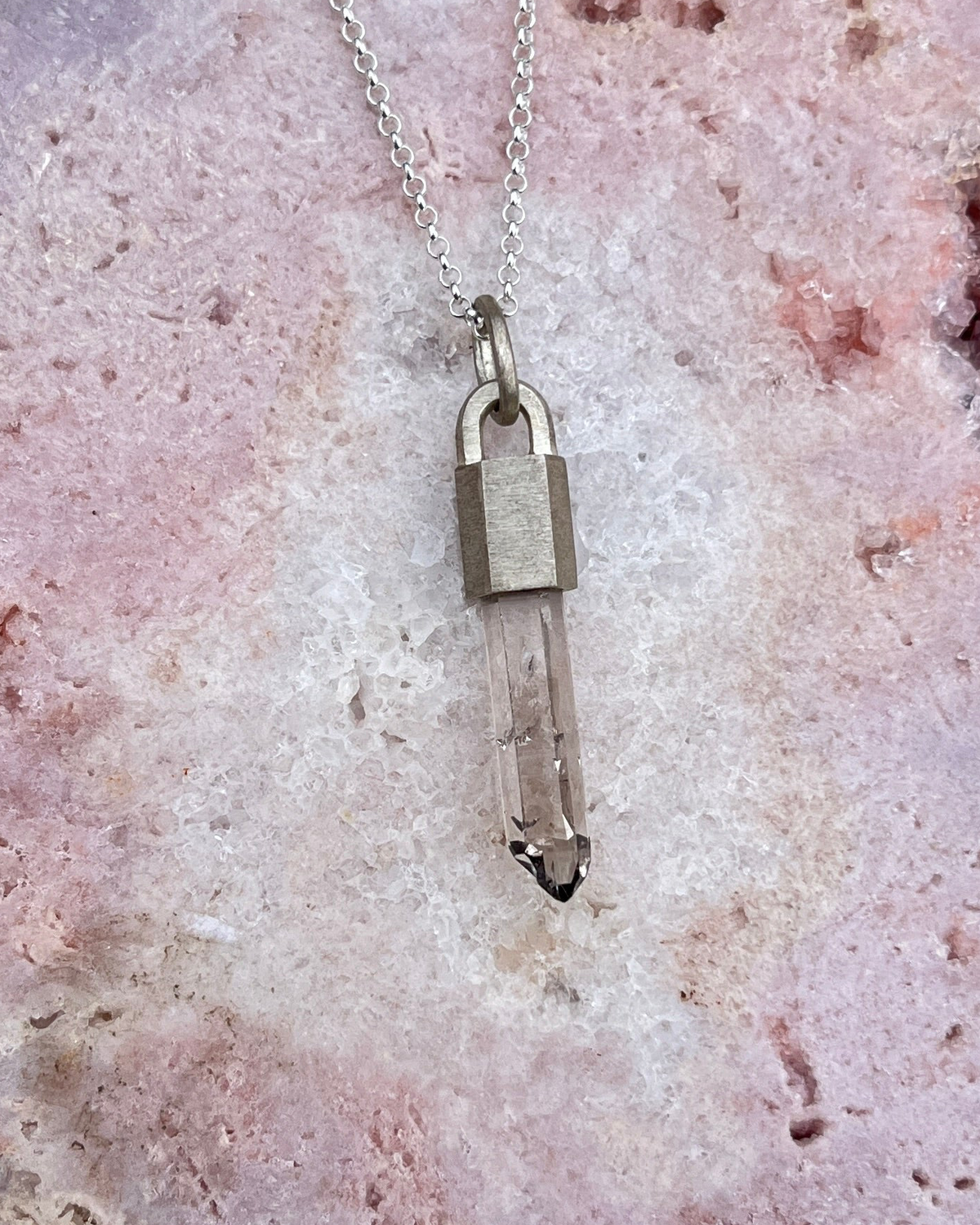 Rauchquarz Anhänger Silber matt 6