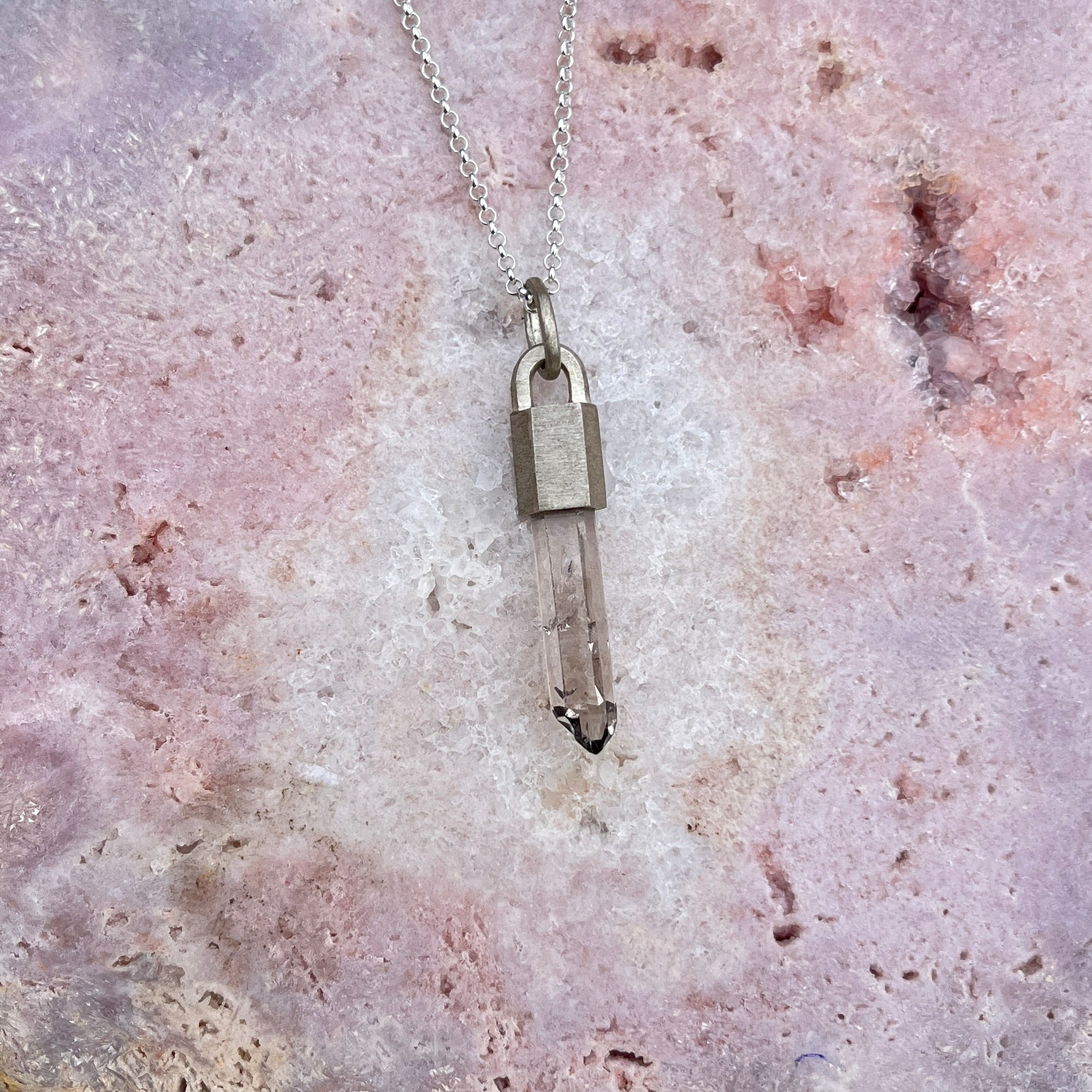 Rauchquarz Anhänger Silber matt 6