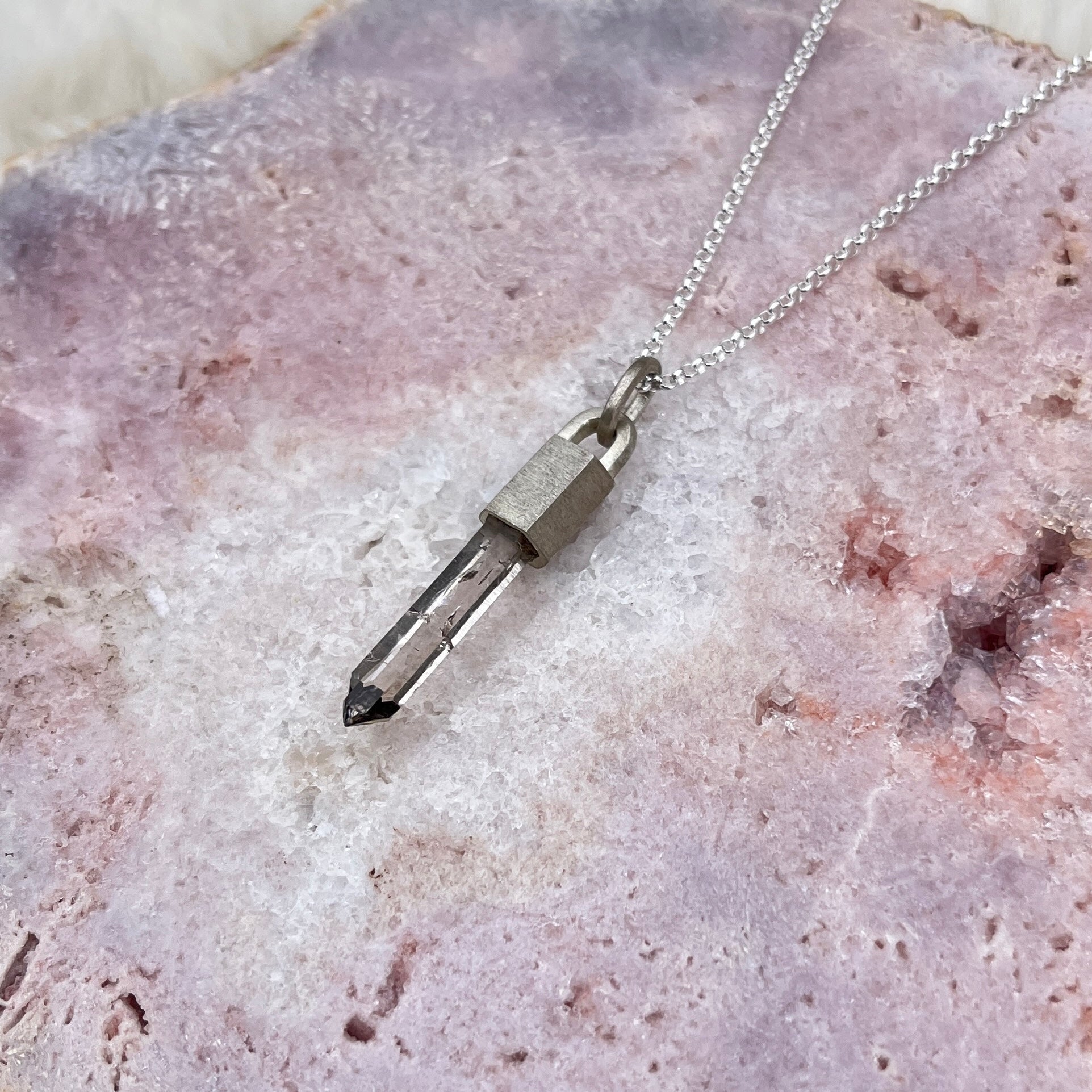 Rauchquarz Anhänger Silber matt 6