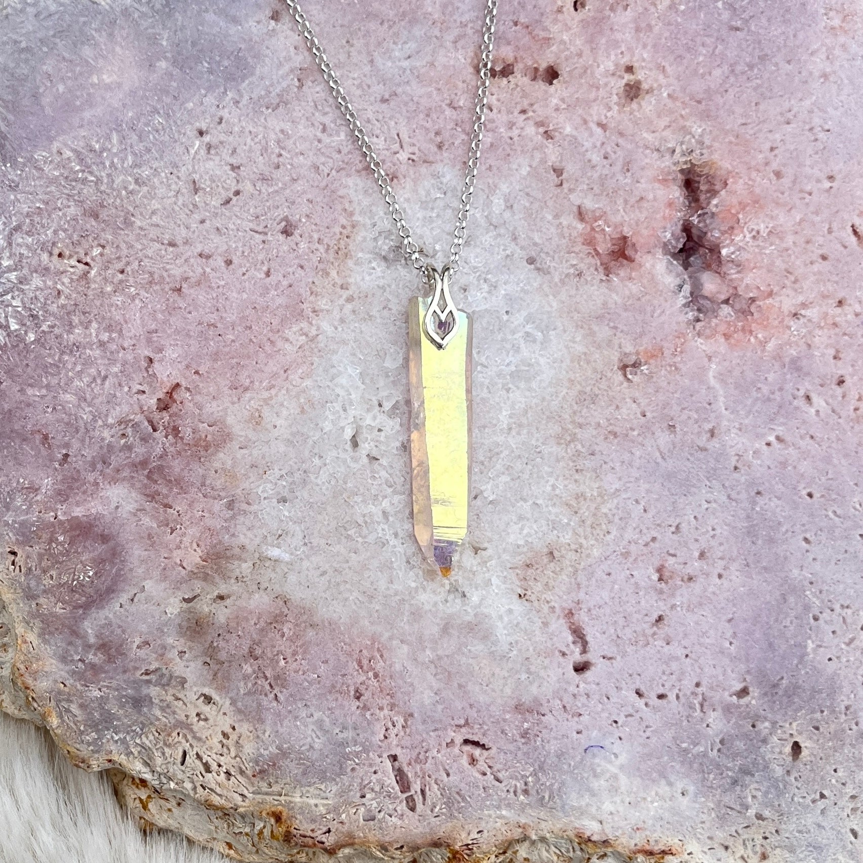 Angel Aura Fadenquarz Anhänger Silber