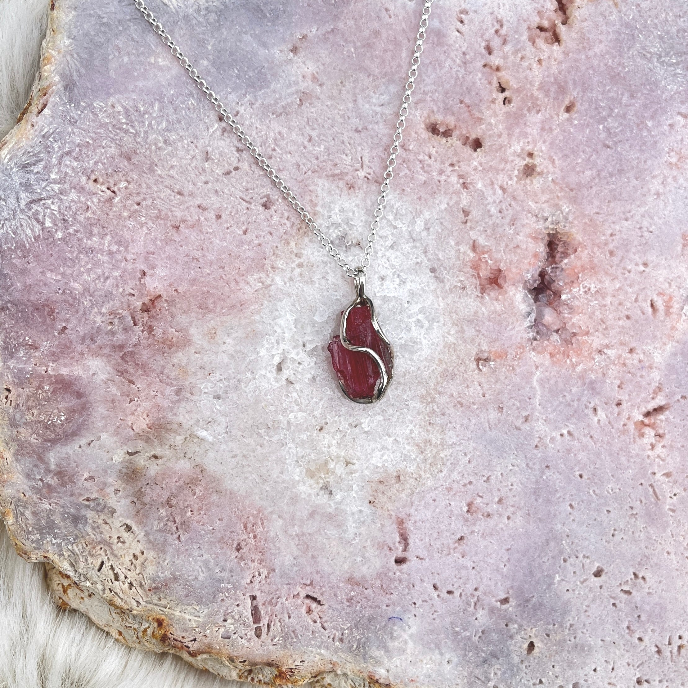 Wassermelonen Turmalin Anhänger Silber 13