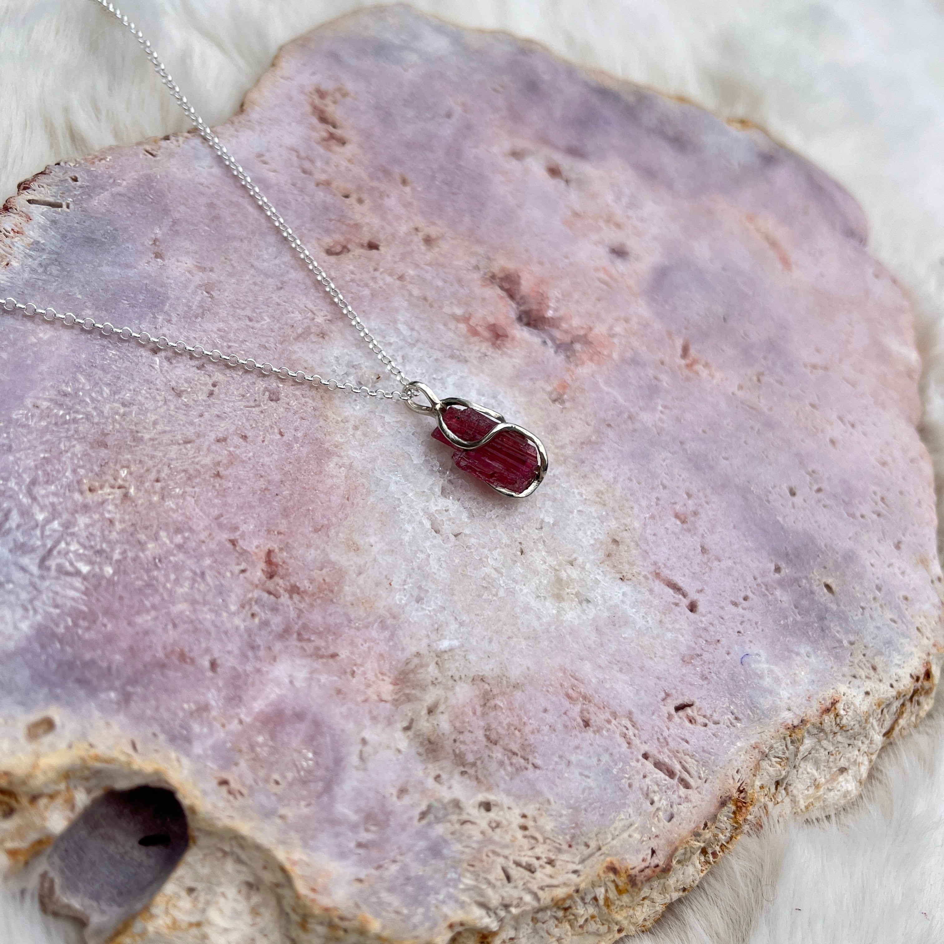 Wassermelonen Turmalin Anhänger Silber 13